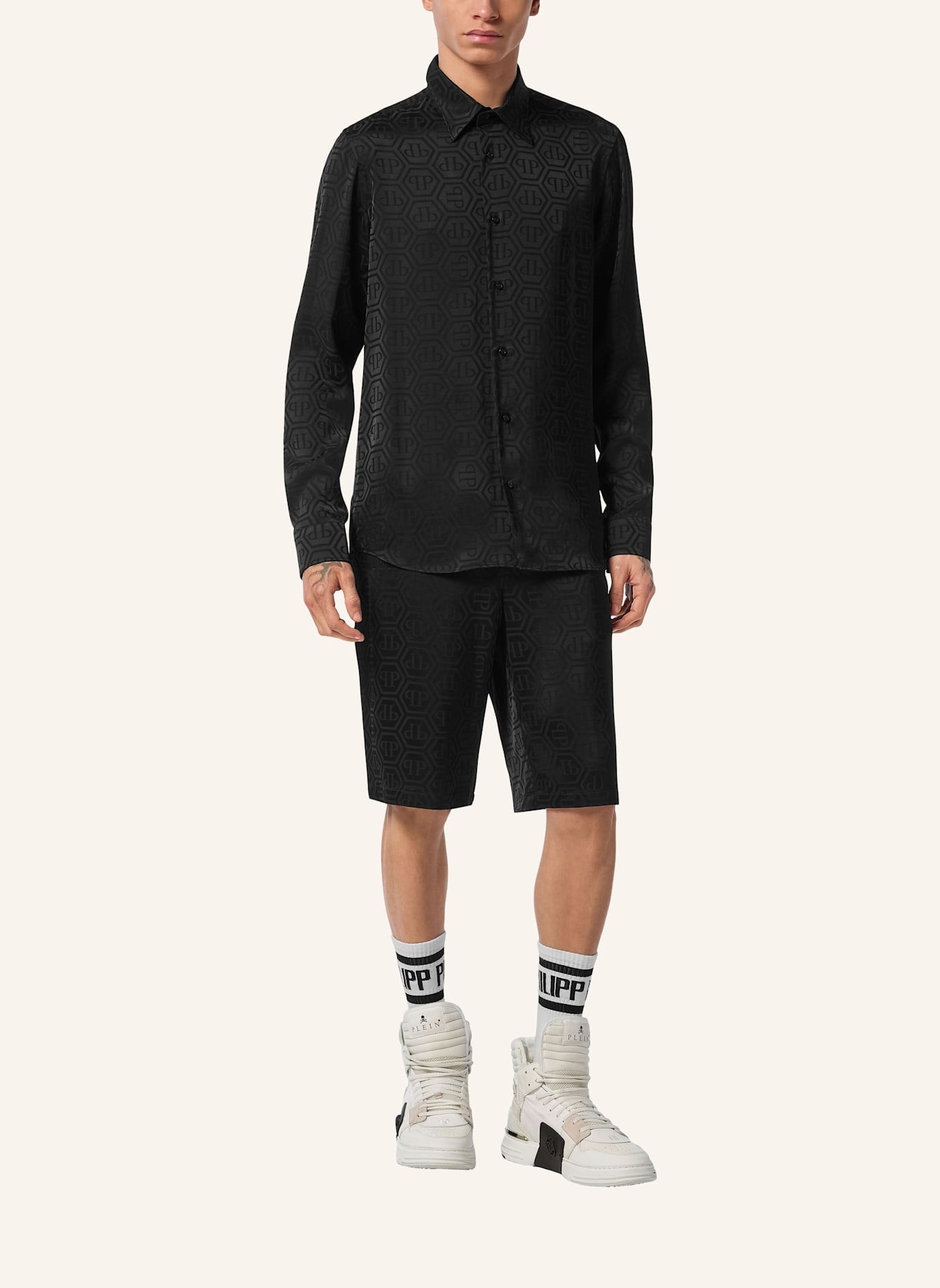 PHILIPP PLEIN PHILIPP PLEIN Hemd Slim Fit MONOGRAM: SCHWARZ