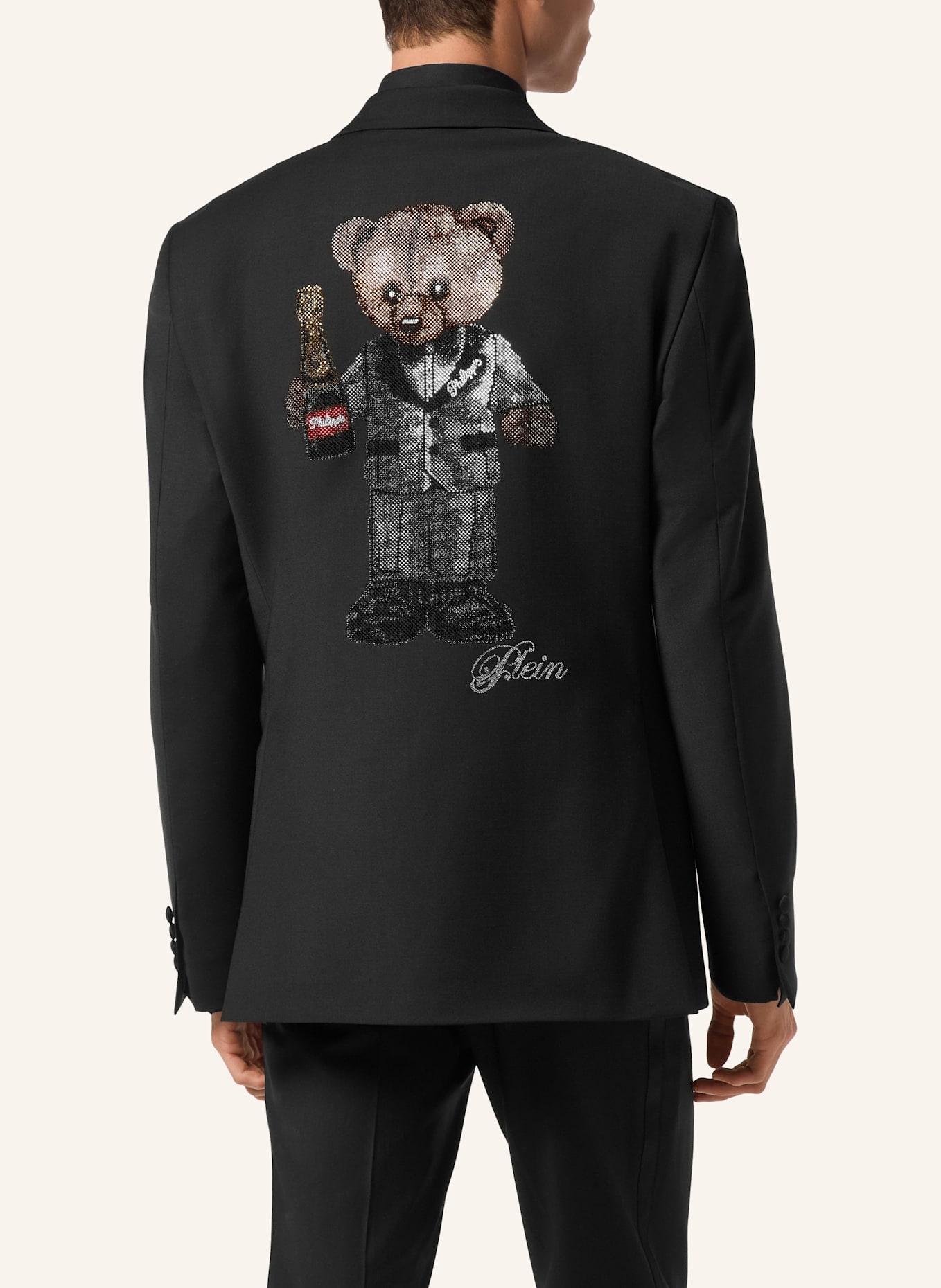 PHILIPP PLEIN PHILIPP PLEIN Ein-Knopf-Blazer Slim Fit TEDDY: SCHWARZ