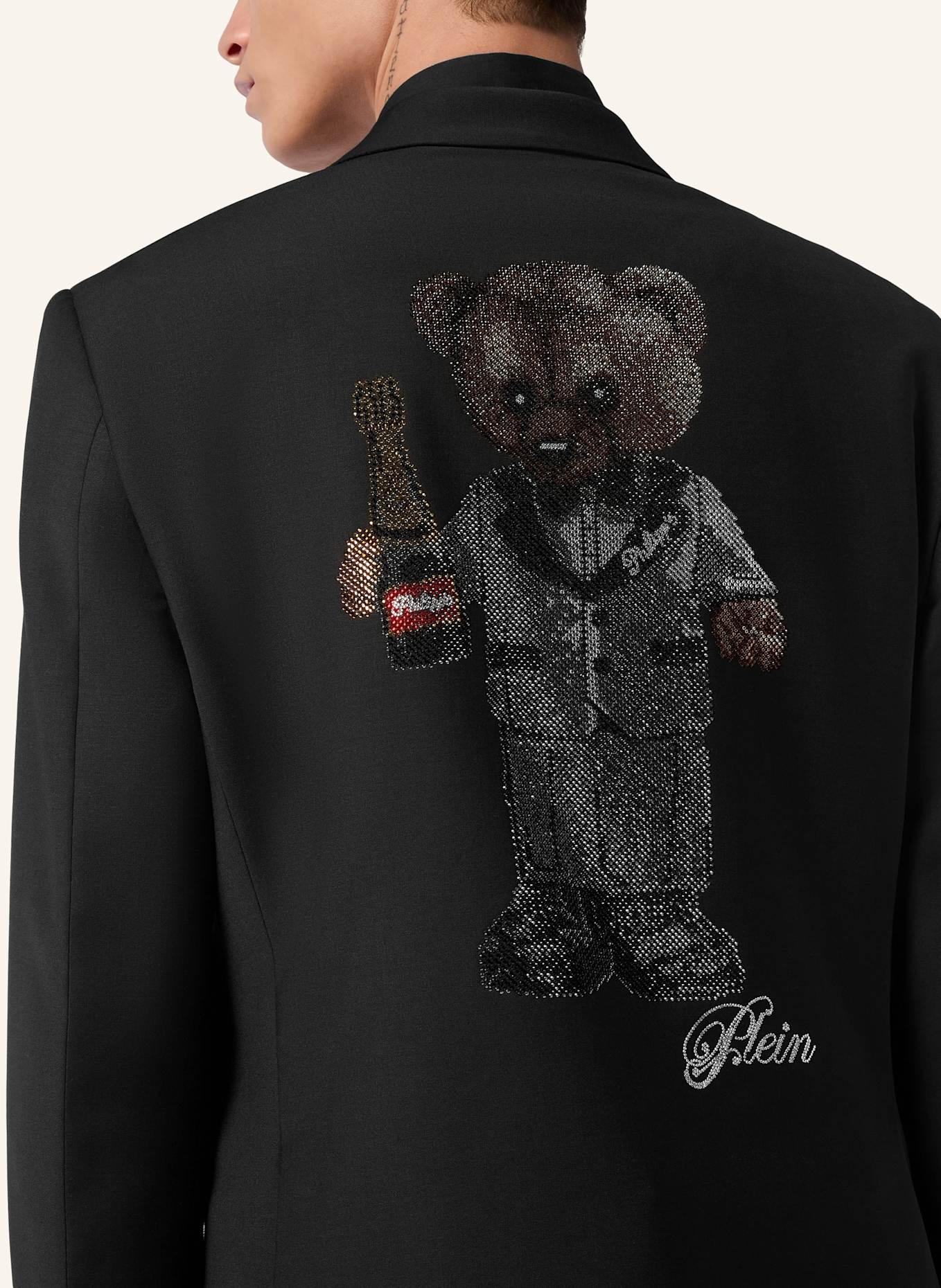 PHILIPP PLEIN PHILIPP PLEIN Ein-Knopf-Blazer Slim Fit TEDDY: SCHWARZ