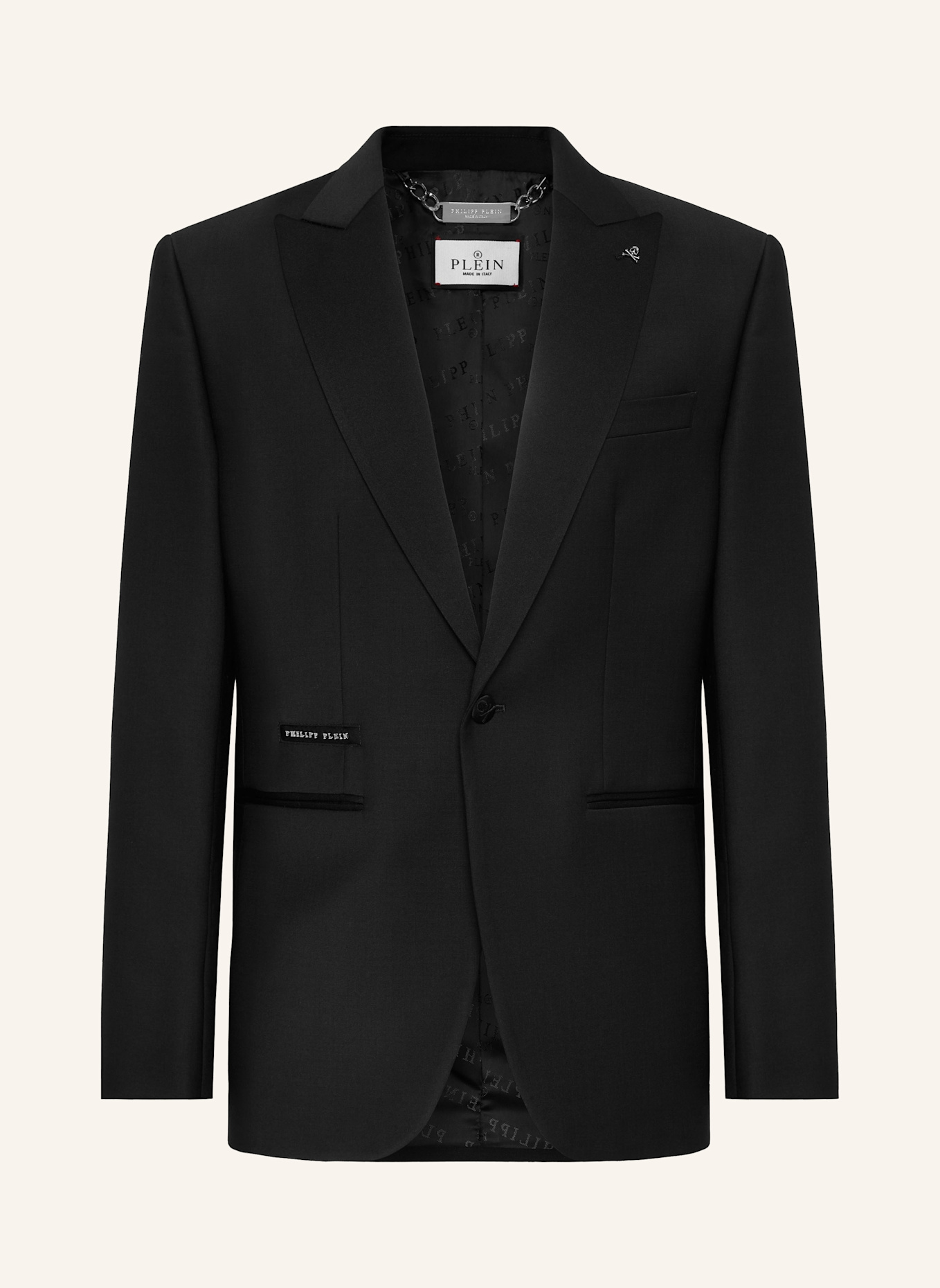 PHILIPP PLEIN PHILIPP PLEIN Ein-Knopf-Blazer Slim Fit TEDDY: SCHWARZ