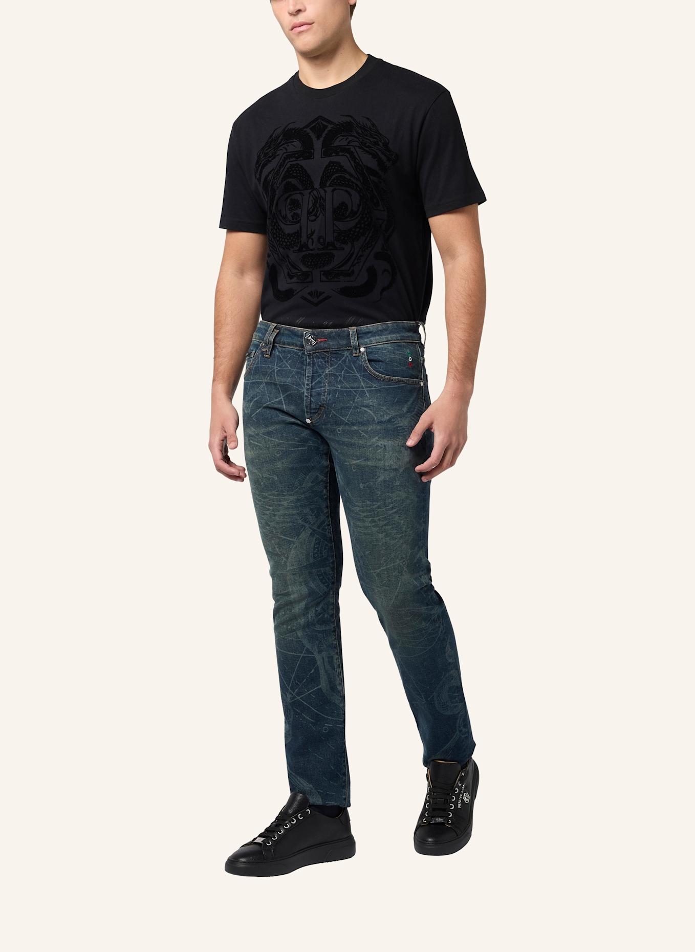 PHILIPP PLEIN PHILIPP PLEIN Printed Super Straight Cut Jeans Tattoo: BLAU