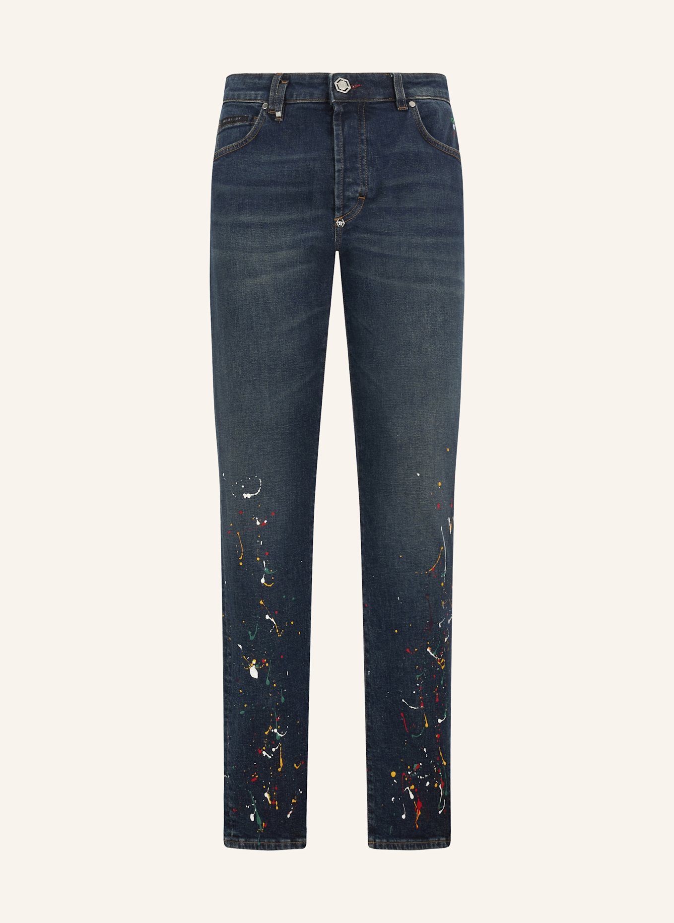 PHILIPP PLEIN PHILIPP PLEIN Super Straight Cut Jeans Paint: BLAU