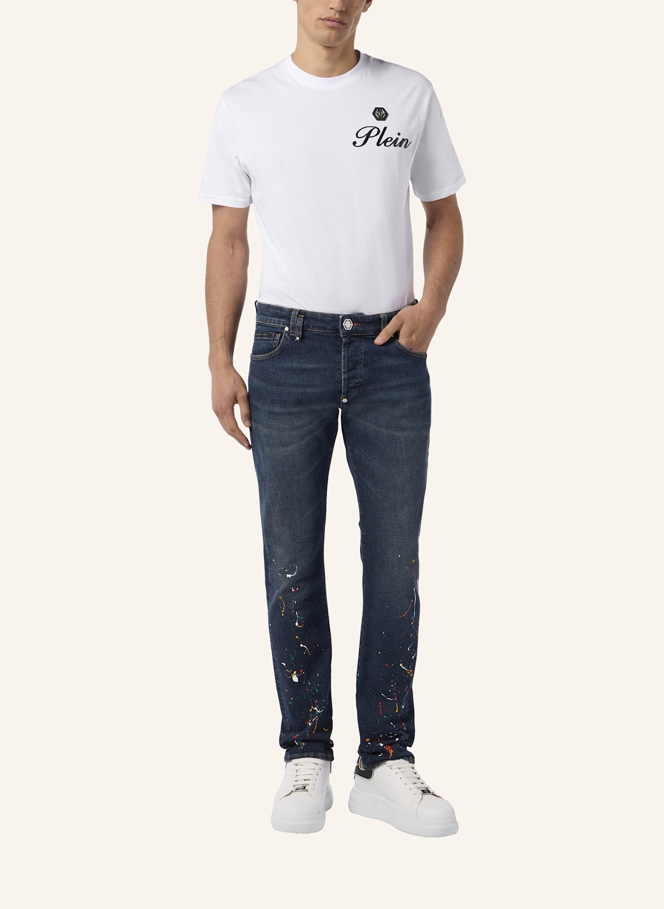 PHILIPP PLEIN PHILIPP PLEIN Super Straight Cut Jeans Paint: BLAU