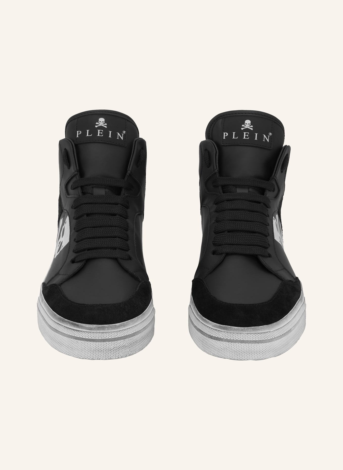 PHILIPP PLEIN High-Top Turnschuhe RETROKICKZ: SCHWARZ/ SILBER