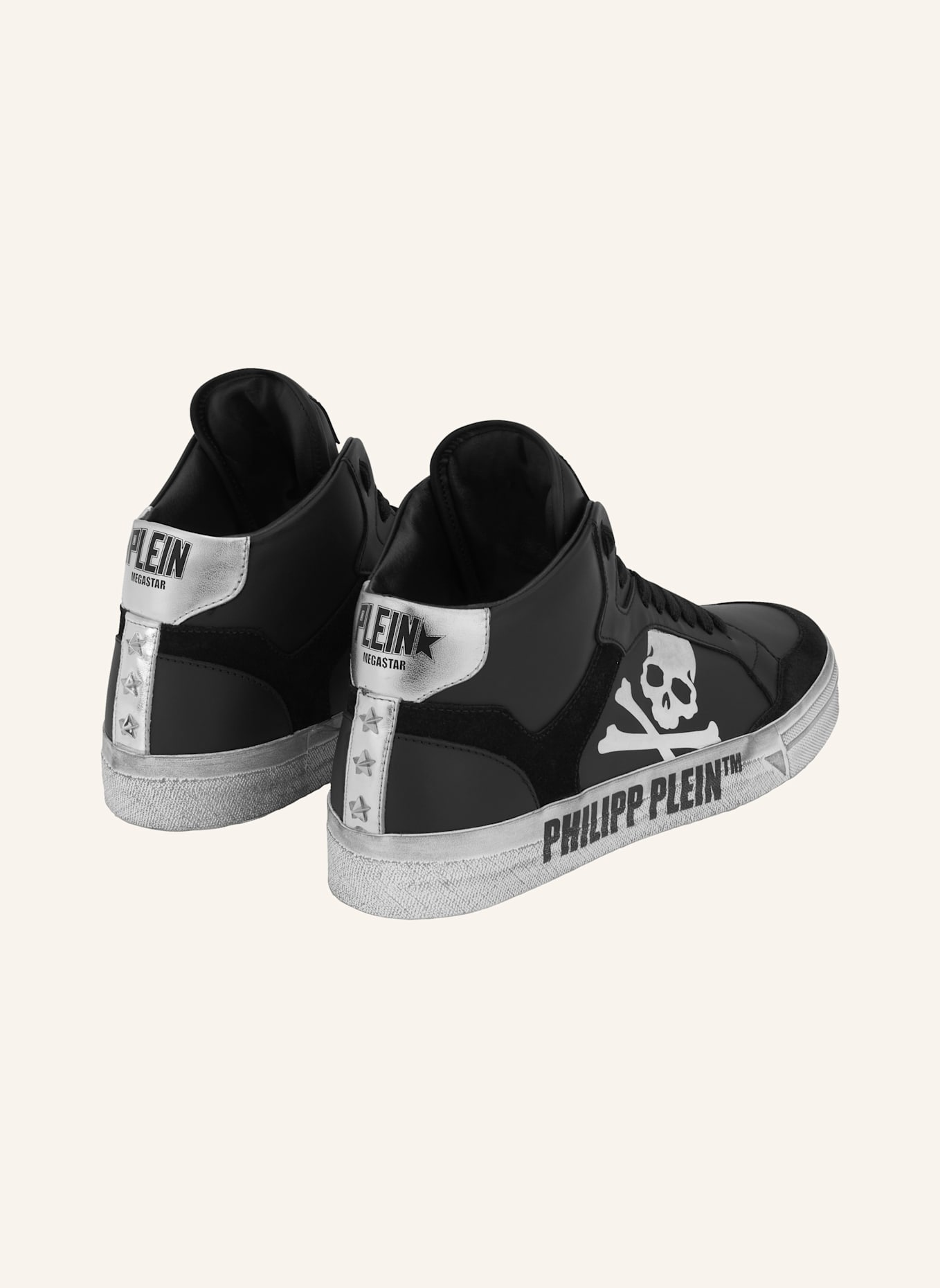 PHILIPP PLEIN High-Top Turnschuhe RETROKICKZ: SCHWARZ/ SILBER