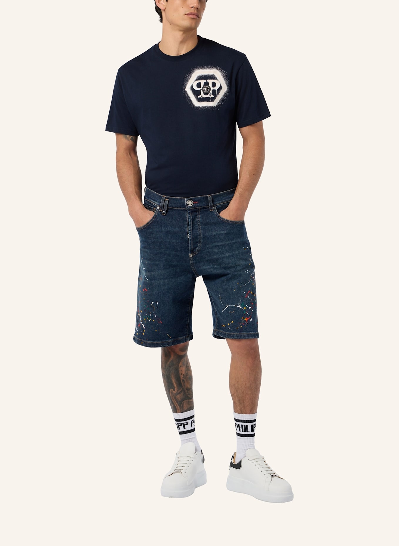PHILIPP PLEIN PHILIPP PLEIN Denim Shorts Paint: BLAU