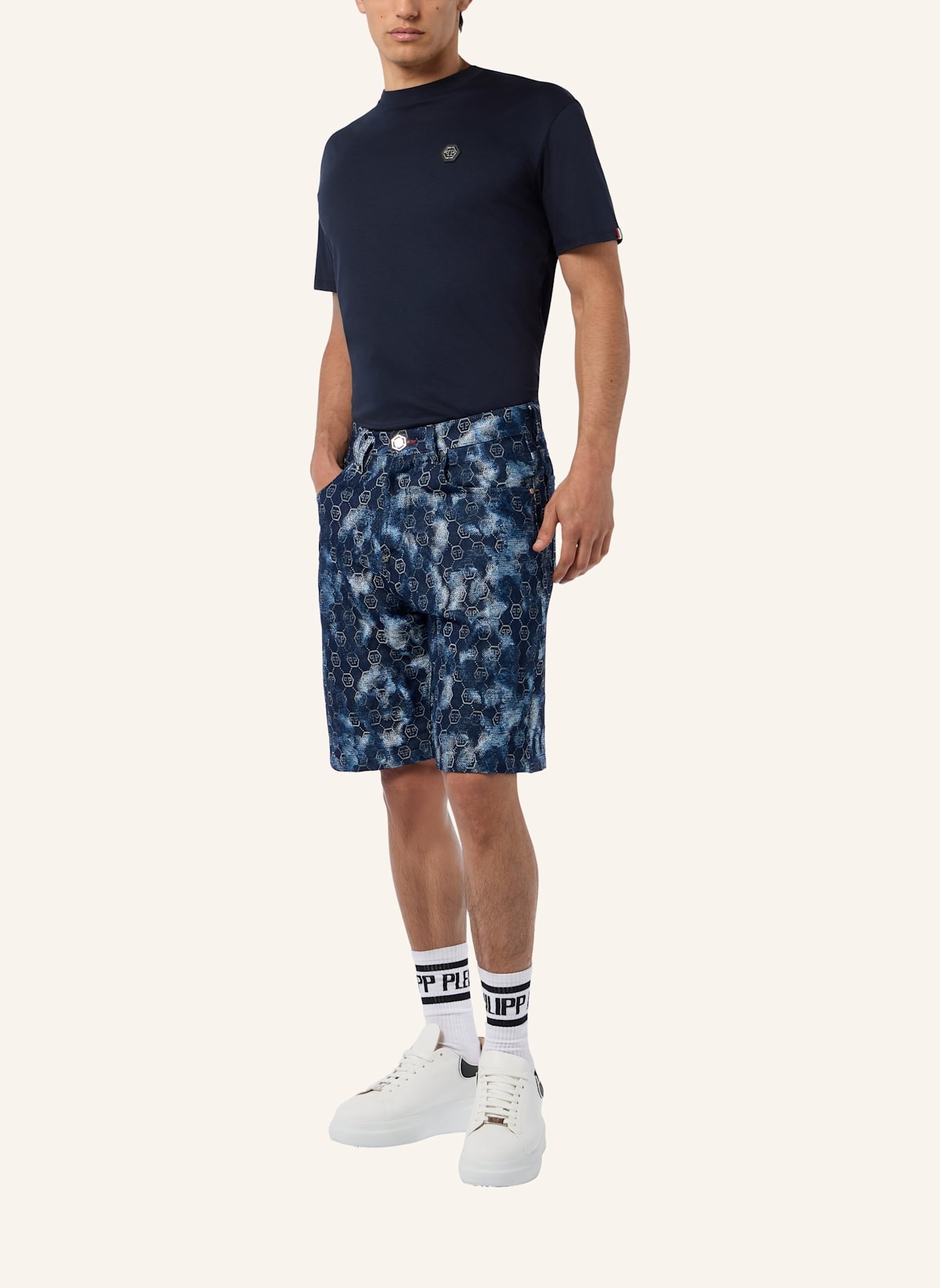 PHILIPP PLEIN PHILIPP PLEIN Denim Shorts Jacquard Monogram: DUNKELBLAU