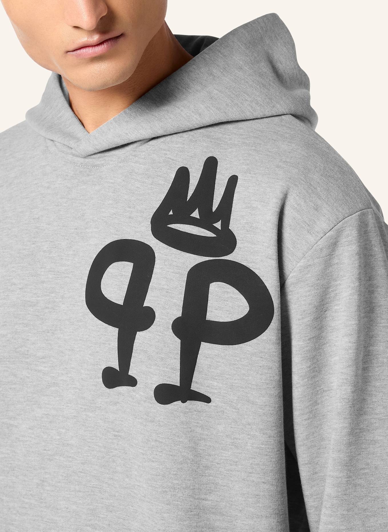 PHILIPP PLEIN Sweatshirt mit Kapuze KING PLEIN: GRAU