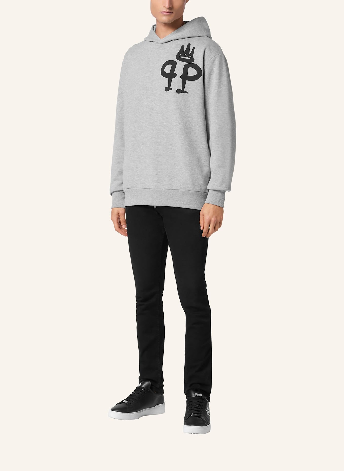 PHILIPP PLEIN Sweatshirt mit Kapuze KING PLEIN: GRAU