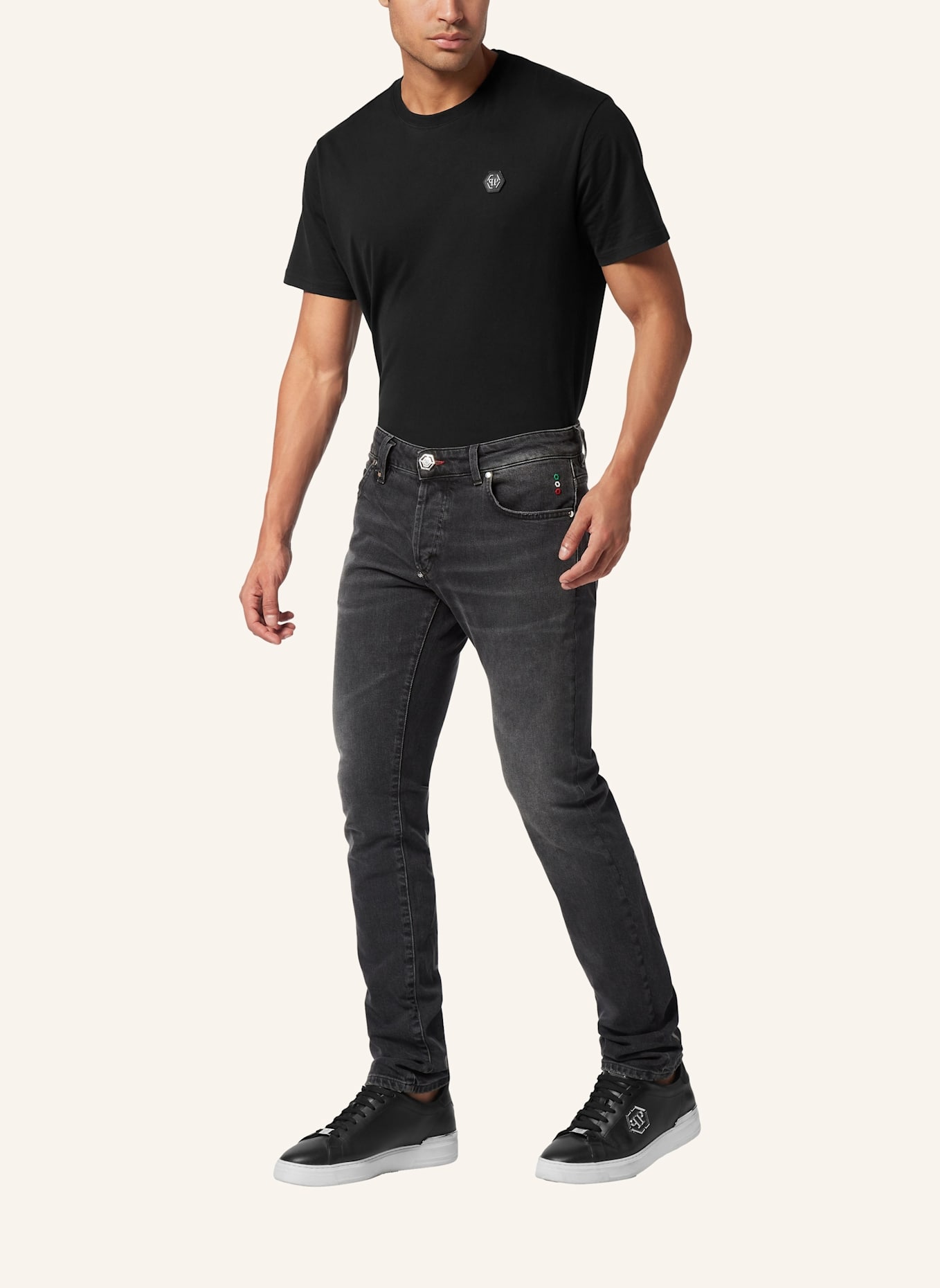 PHILIPP PLEIN Supergerader Schnitt MONOGRAM: SCHWARZ