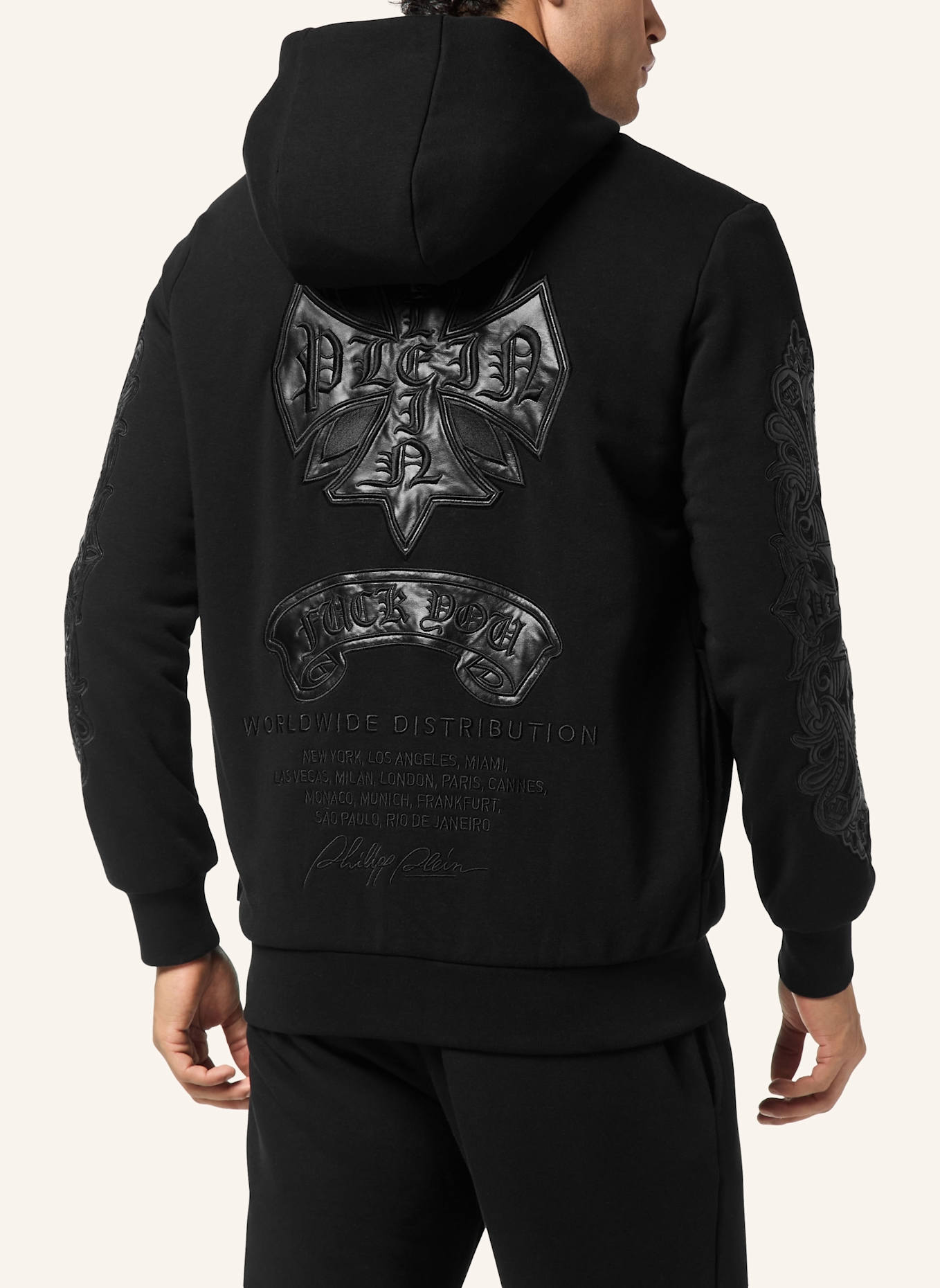 PHILIPP PLEIN Kapuzen-Sweatjacket CHROME: SCHWARZ