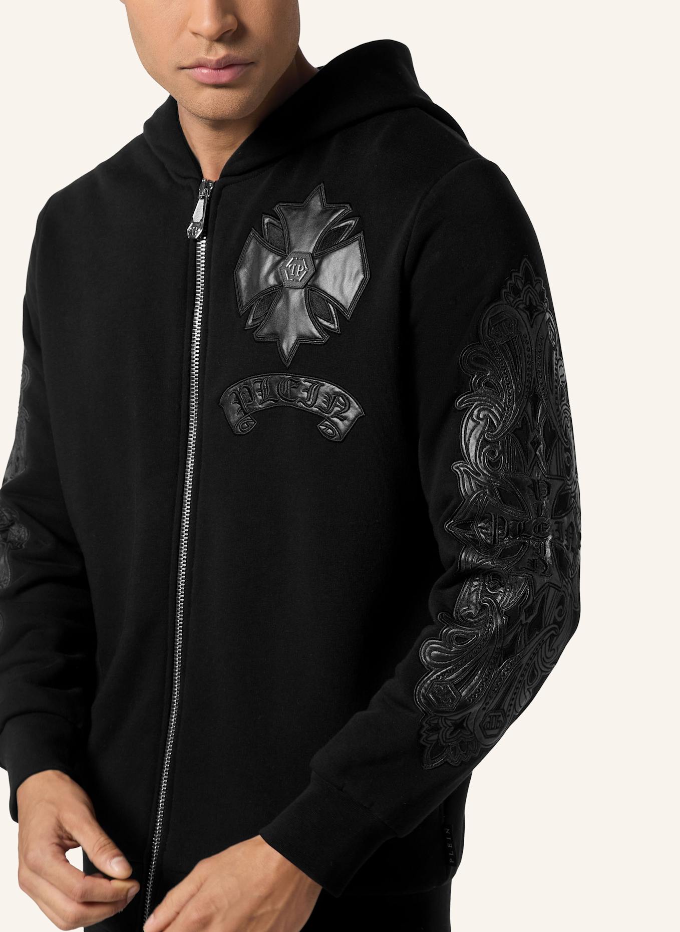 PHILIPP PLEIN Kapuzen-Sweatjacket CHROME: SCHWARZ