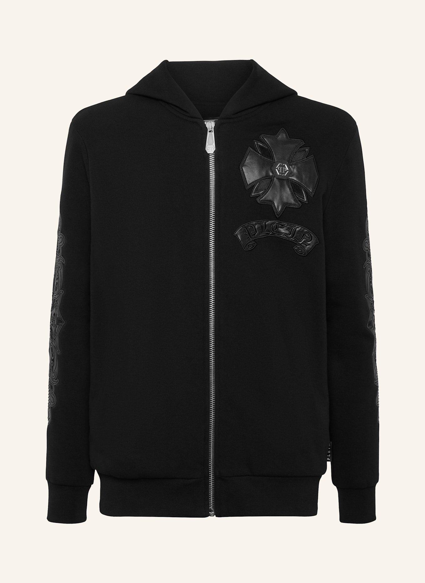 PHILIPP PLEIN Kapuzen-Sweatjacket CHROME: SCHWARZ