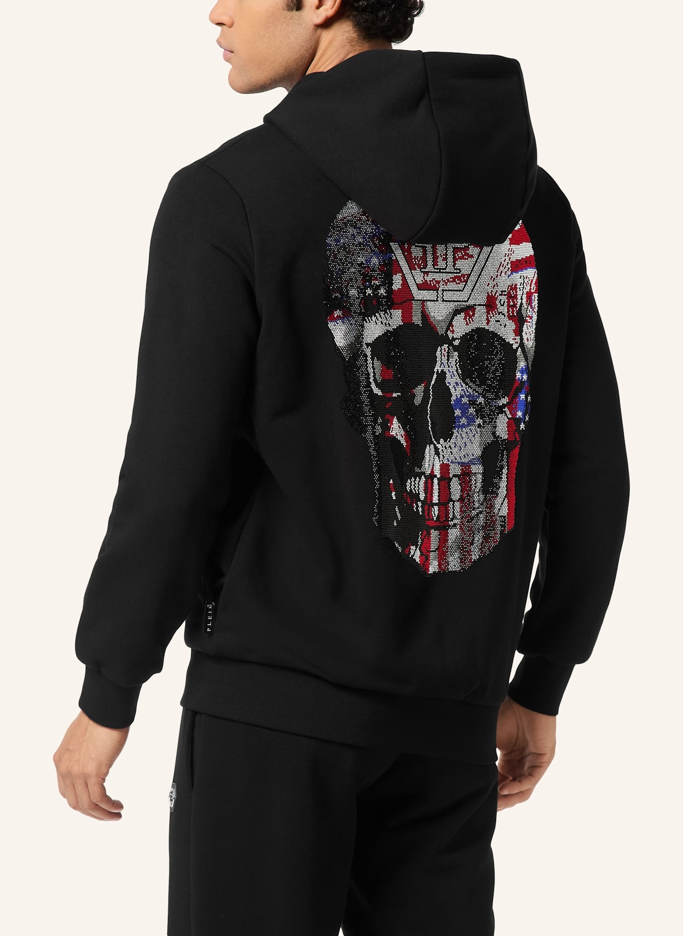 PHILIPP PLEIN Kapuzen-Sweatjacket SKULL: SCHWARZ