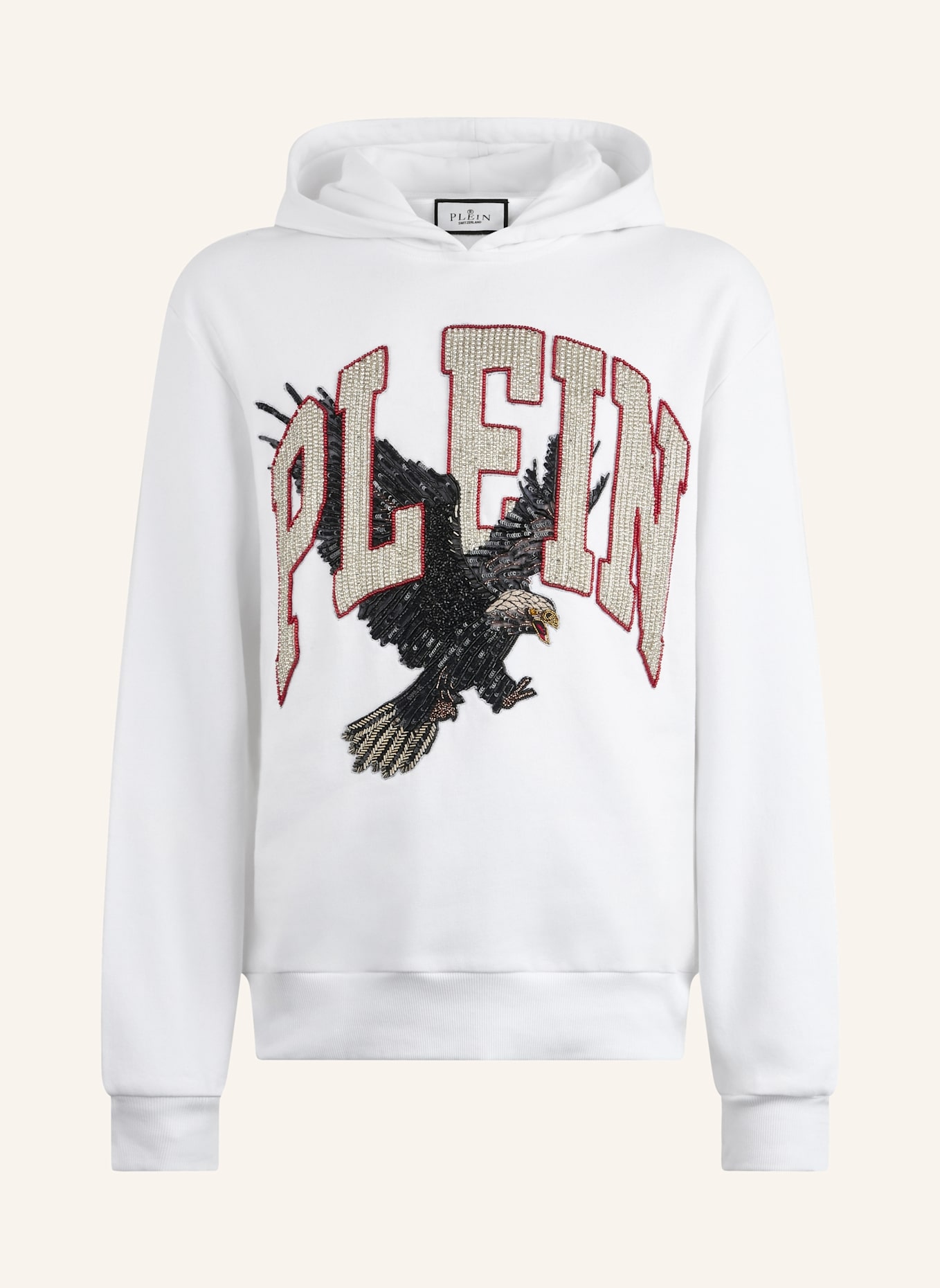 PHILIPP PLEIN Kapuzen-Sweatshirt EAGLE: WEISS