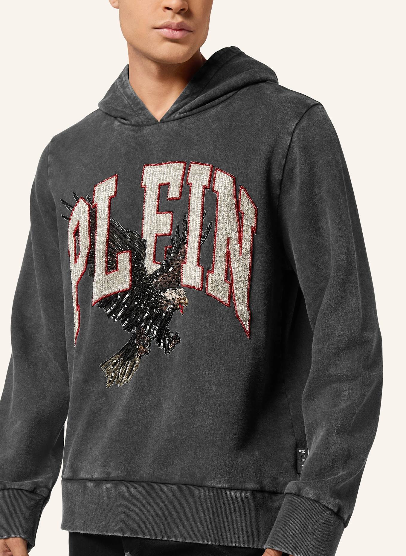 PHILIPP PLEIN Kapuzen-Sweatshirt EAGLE: SCHWARZ