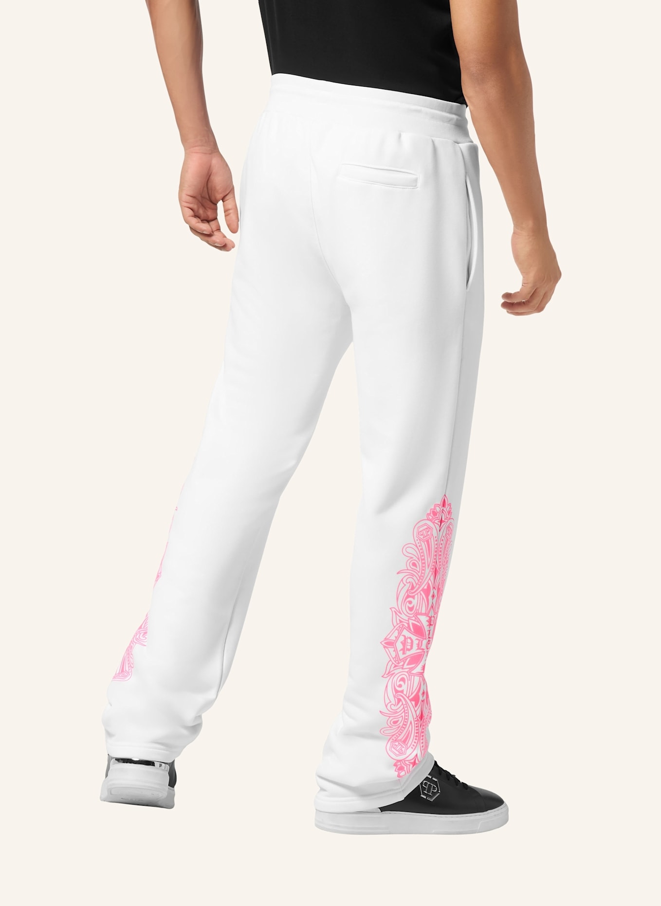 PHILIPP PLEIN Jogginghosen CHROME: WEISS/ NEONROSA