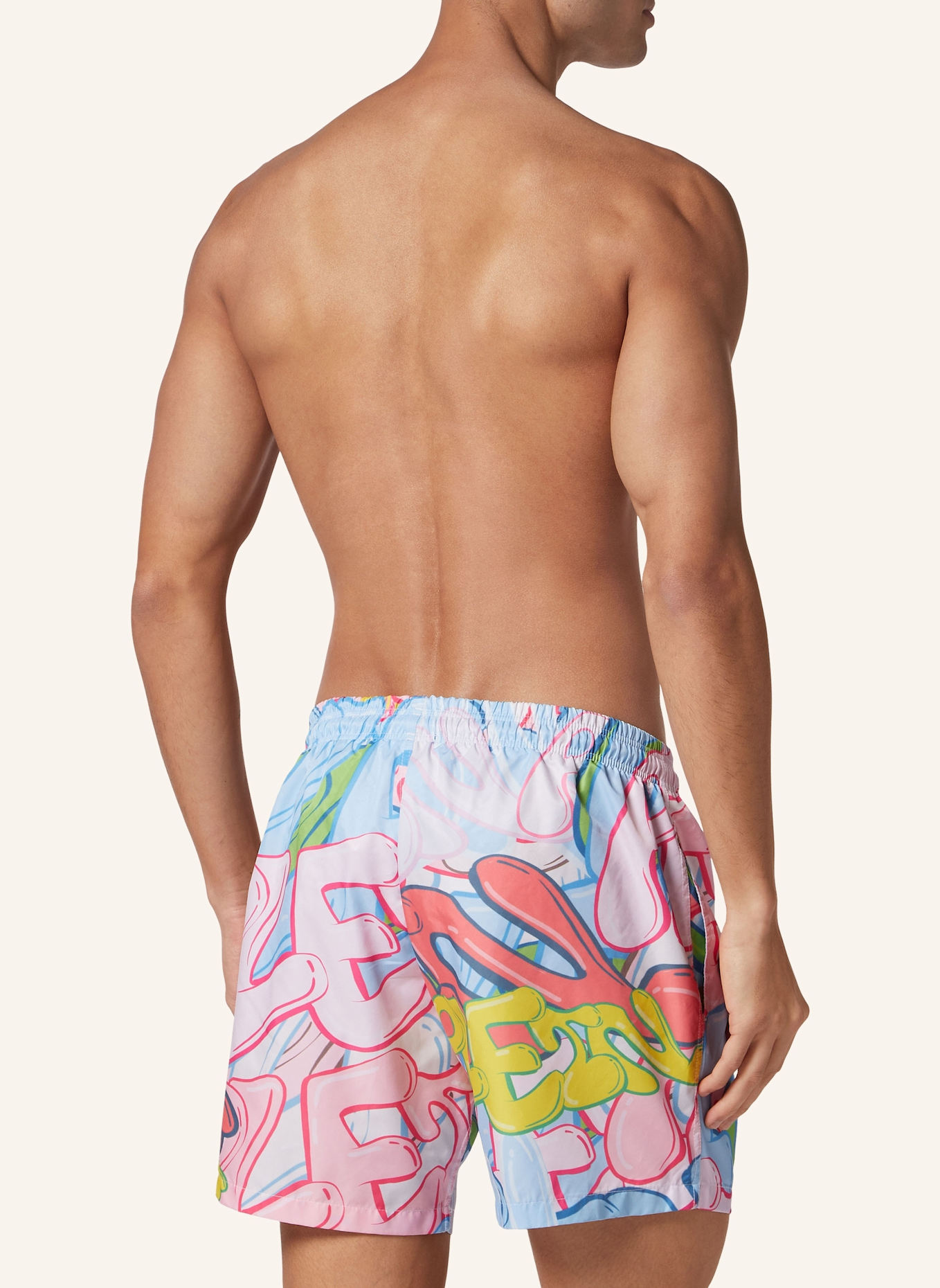 PHILIPP PLEIN PHILIPP PLEIN Badehose BOMBING GRAFFITI: BLAU/ GELB/ FUCHSIA