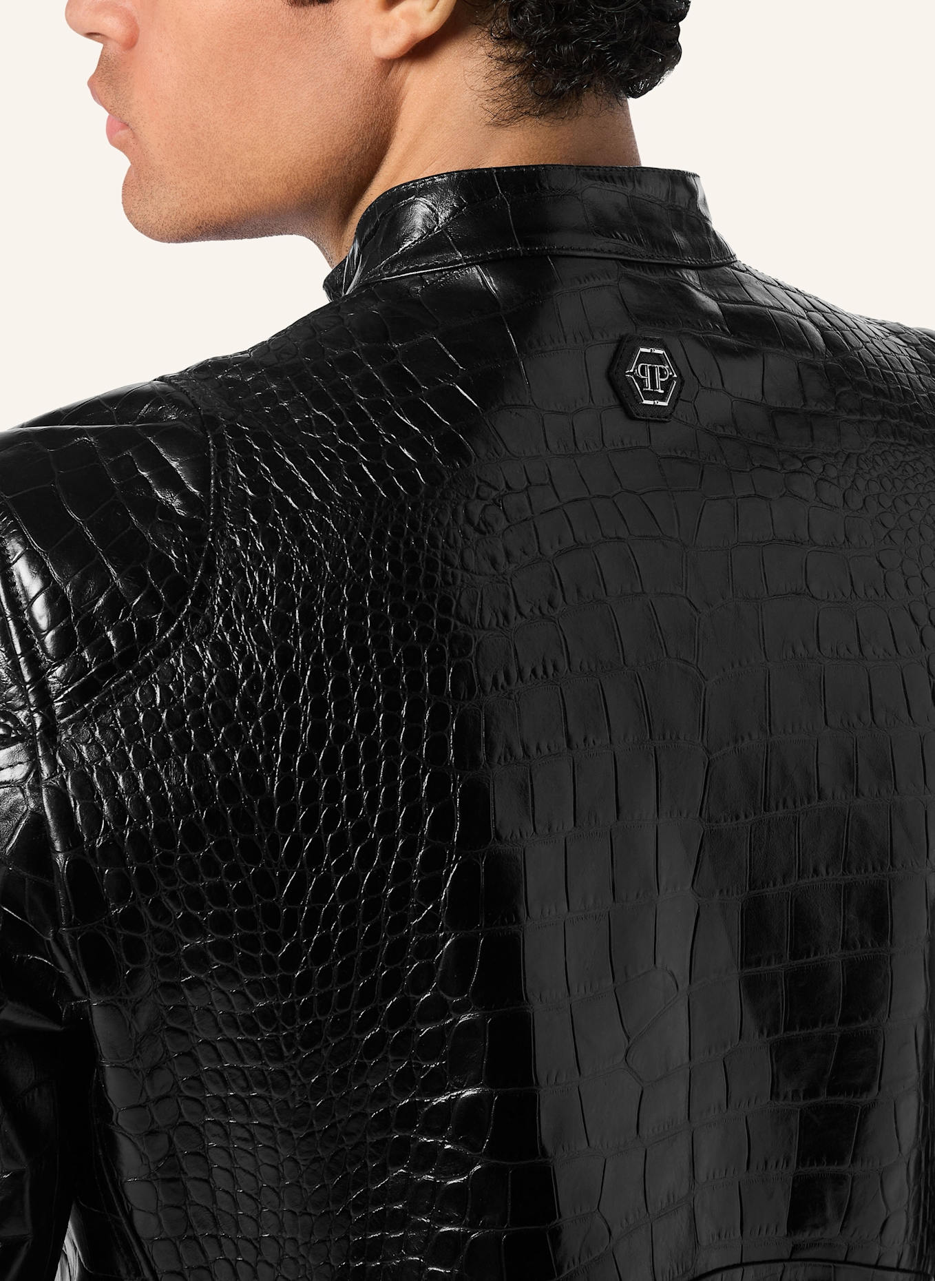 PHILIPP PLEIN Leder-Moto-Jacke COCCO: SCHWARZ