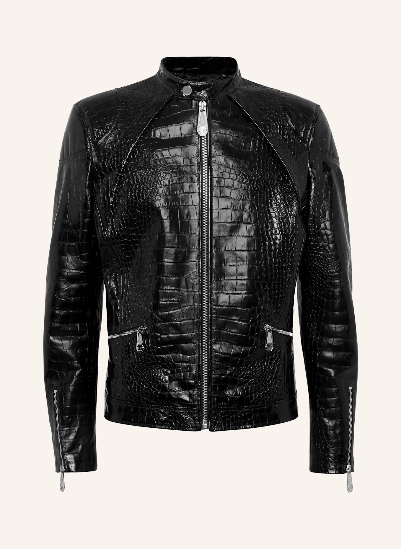 PHILIPP PLEIN Leder-Moto-Jacke COCCO: SCHWARZ