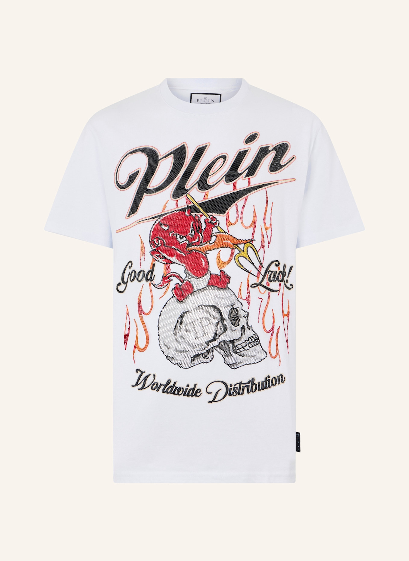 PHILIPP PLEIN PHILIPP PLEIN Round Neck T-Shirt Little Devil Crystal: WEISS