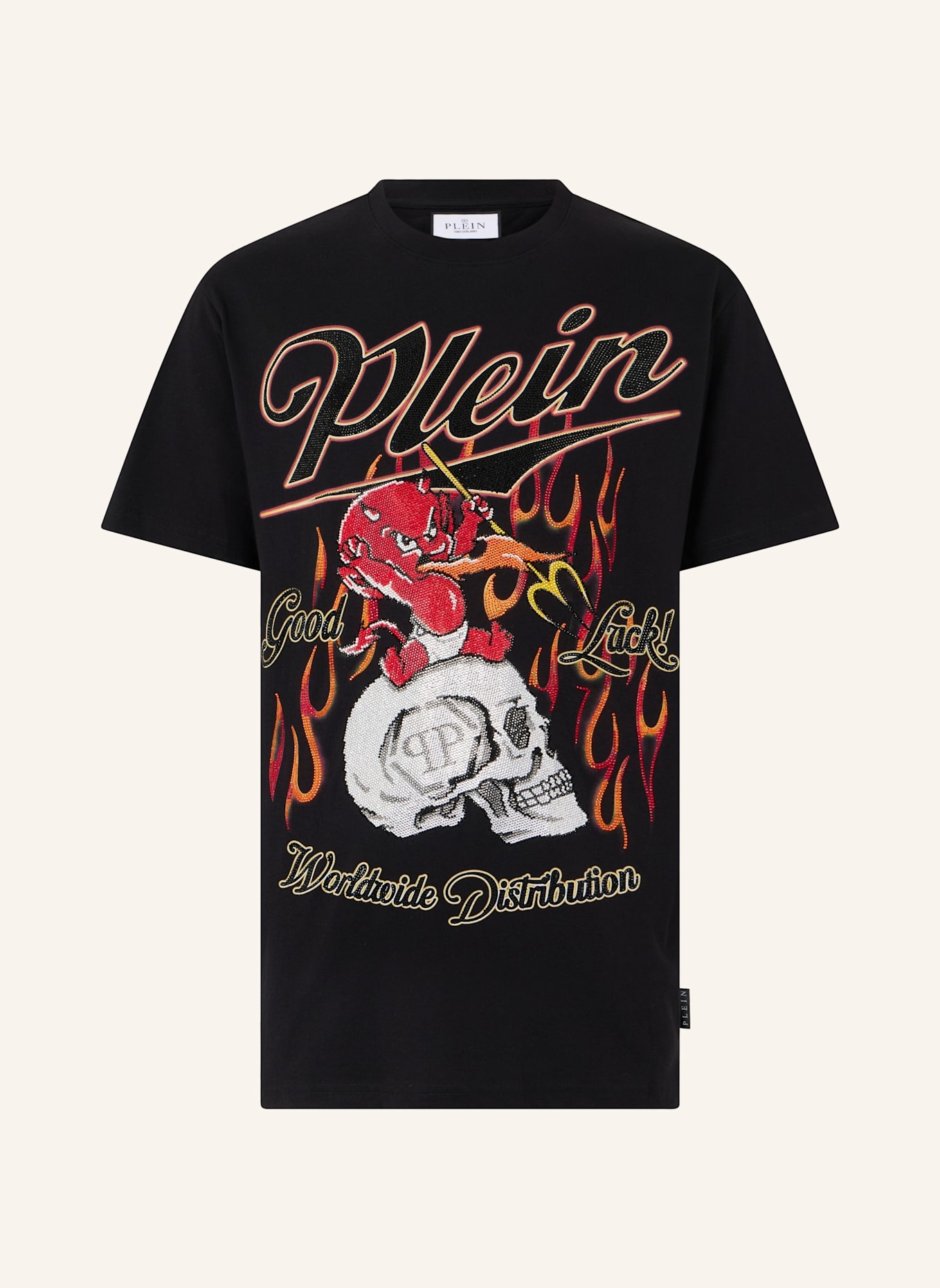 PHILIPP PLEIN PHILIPP PLEIN Round Neck T-Shirt Little Devil Crystal: SCHWARZ