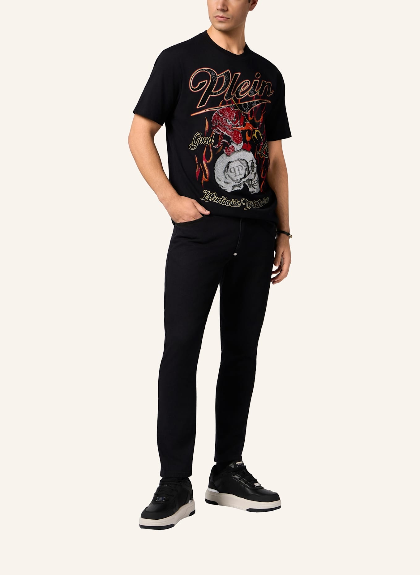 PHILIPP PLEIN PHILIPP PLEIN Round Neck T-Shirt Little Devil Crystal: SCHWARZ