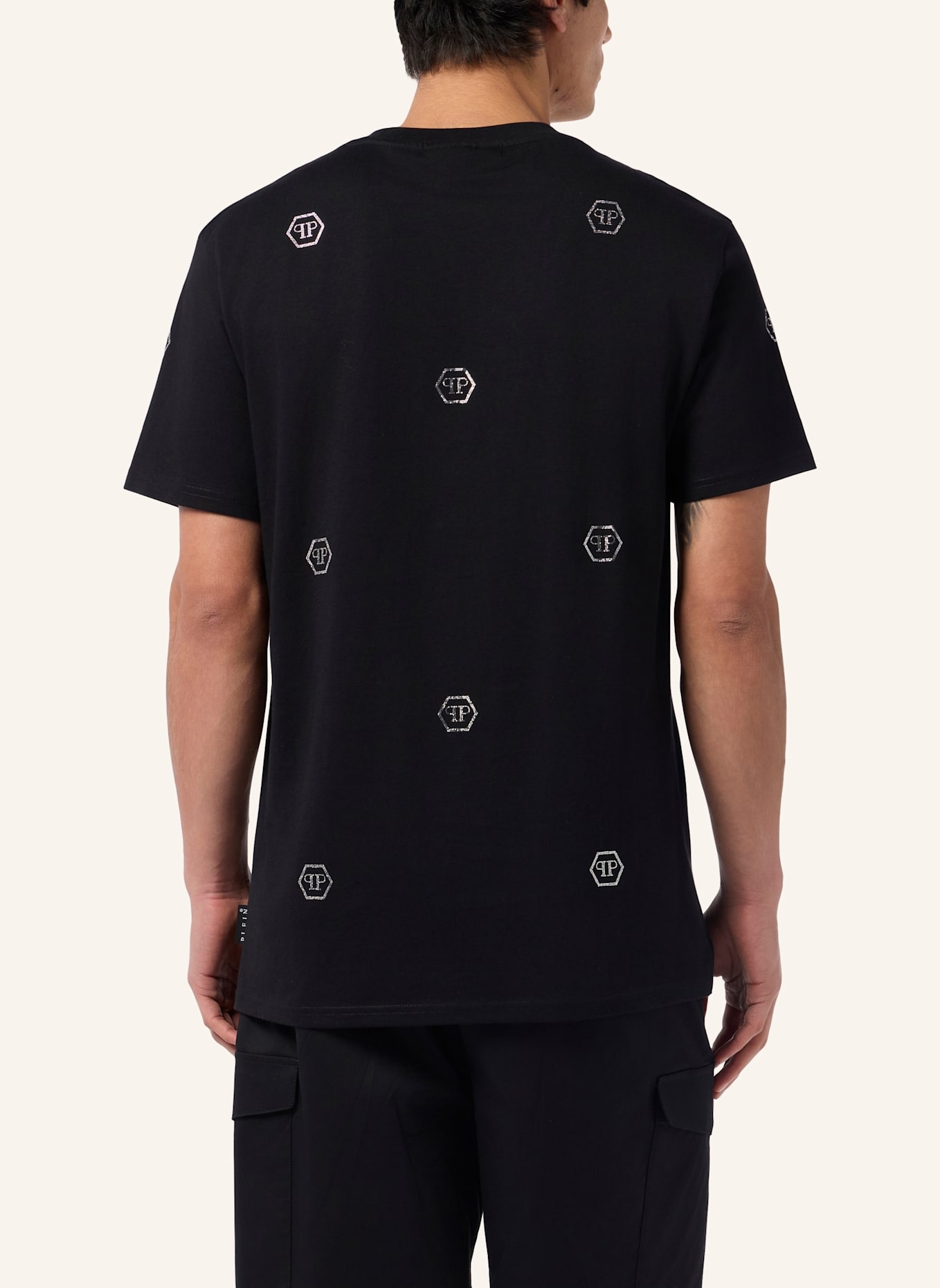 PHILIPP PLEIN PHILIPP PLEIN Round Neck T-Shirt Monogram Stones Monogram: SCHWARZ