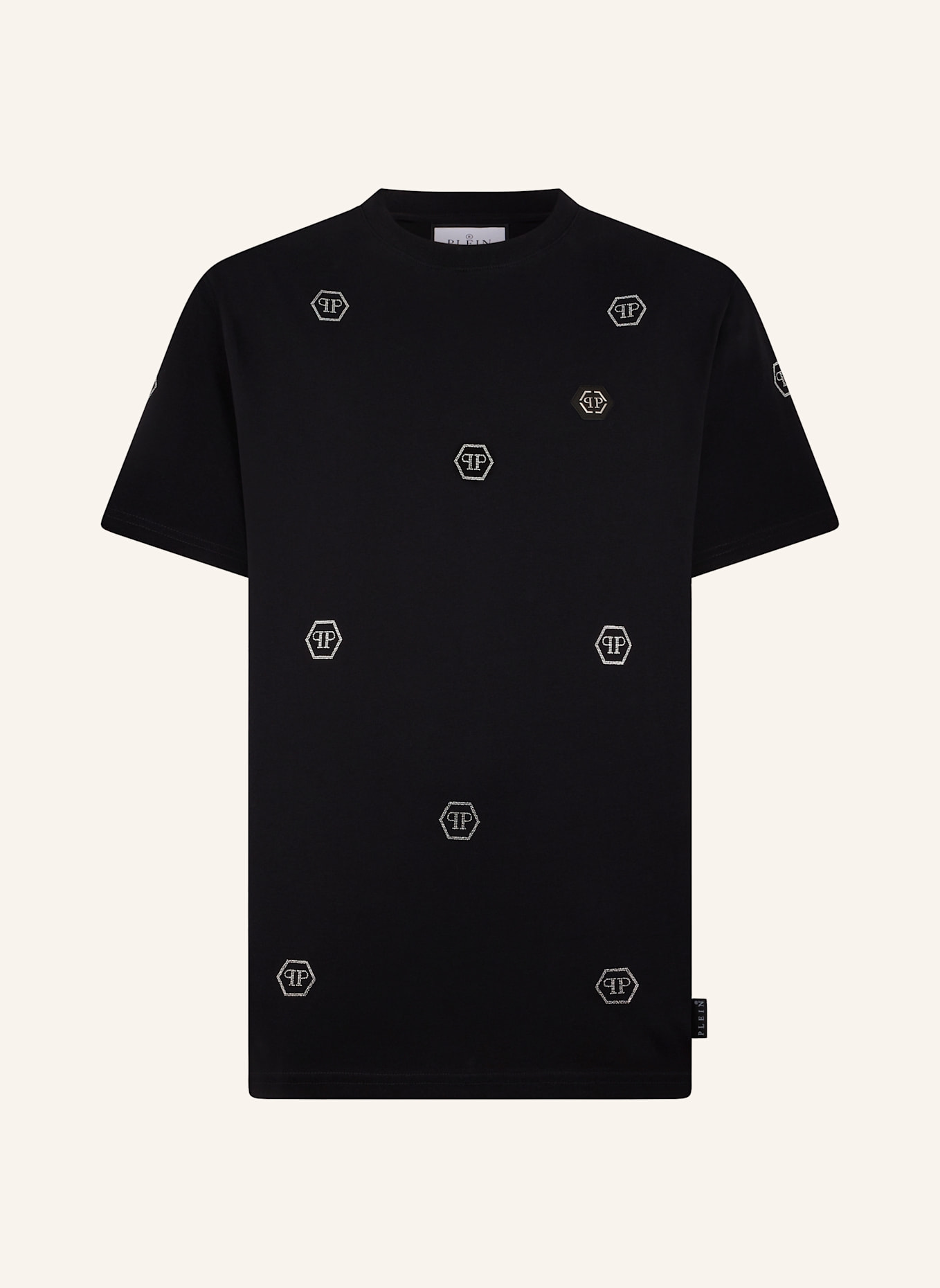 PHILIPP PLEIN PHILIPP PLEIN Round Neck T-Shirt Monogram Stones Monogram: SCHWARZ