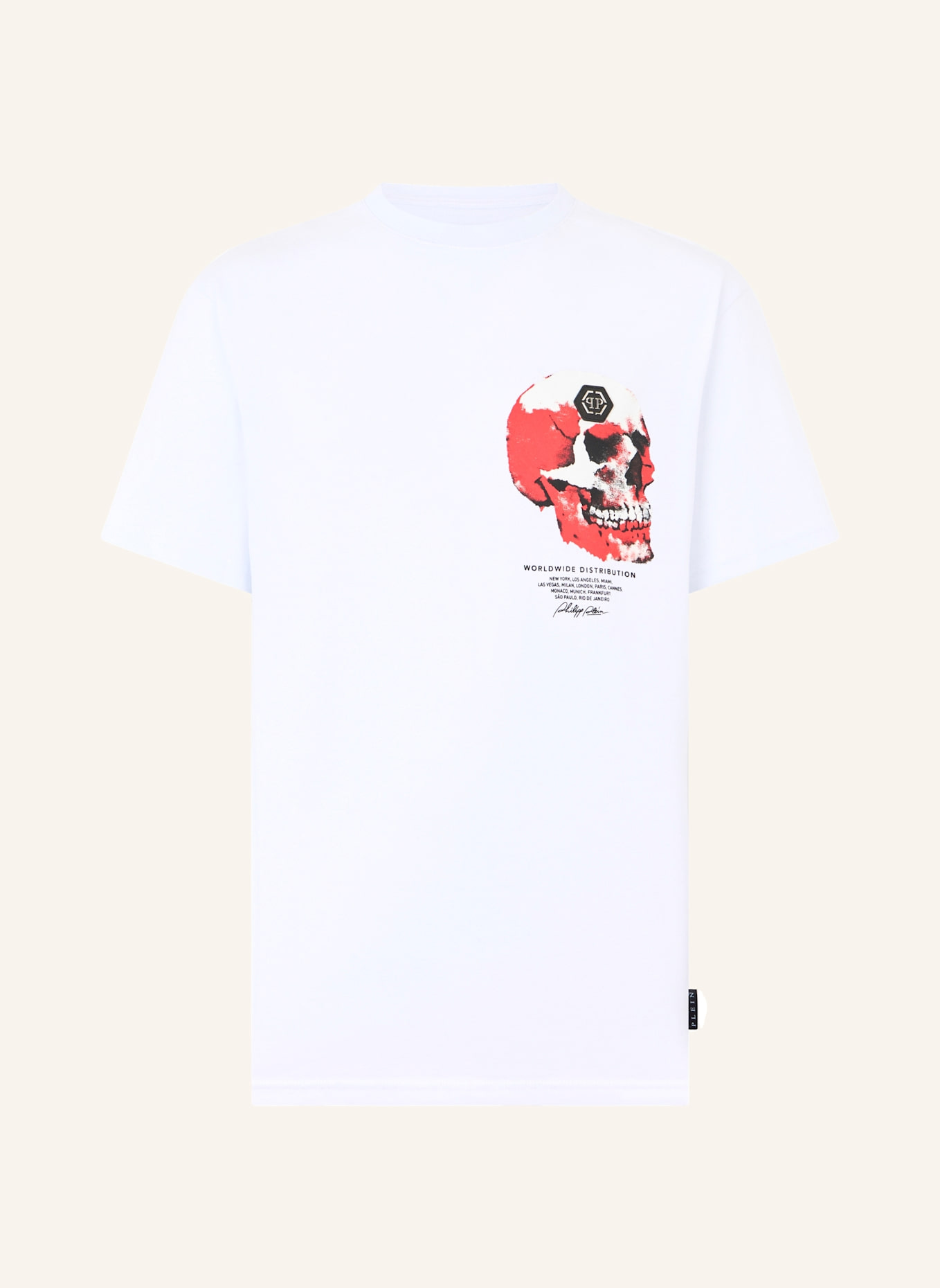 PHILIPP PLEIN PHILIPP PLEIN Roundneck T-Shirt Puffy Red Skull Skull: WEISS
