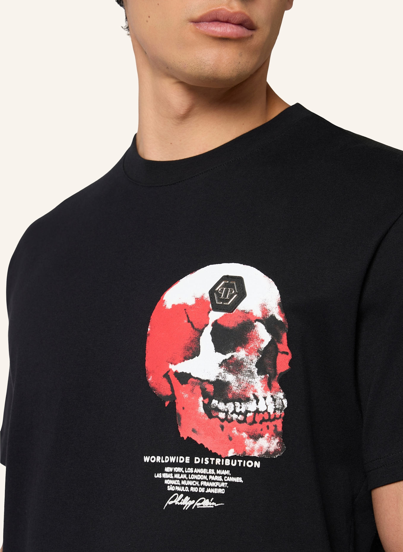 PHILIPP PLEIN PHILIPP PLEIN Roundneck T-Shirt Puffy Red Skull Skull: SCHWARZ
