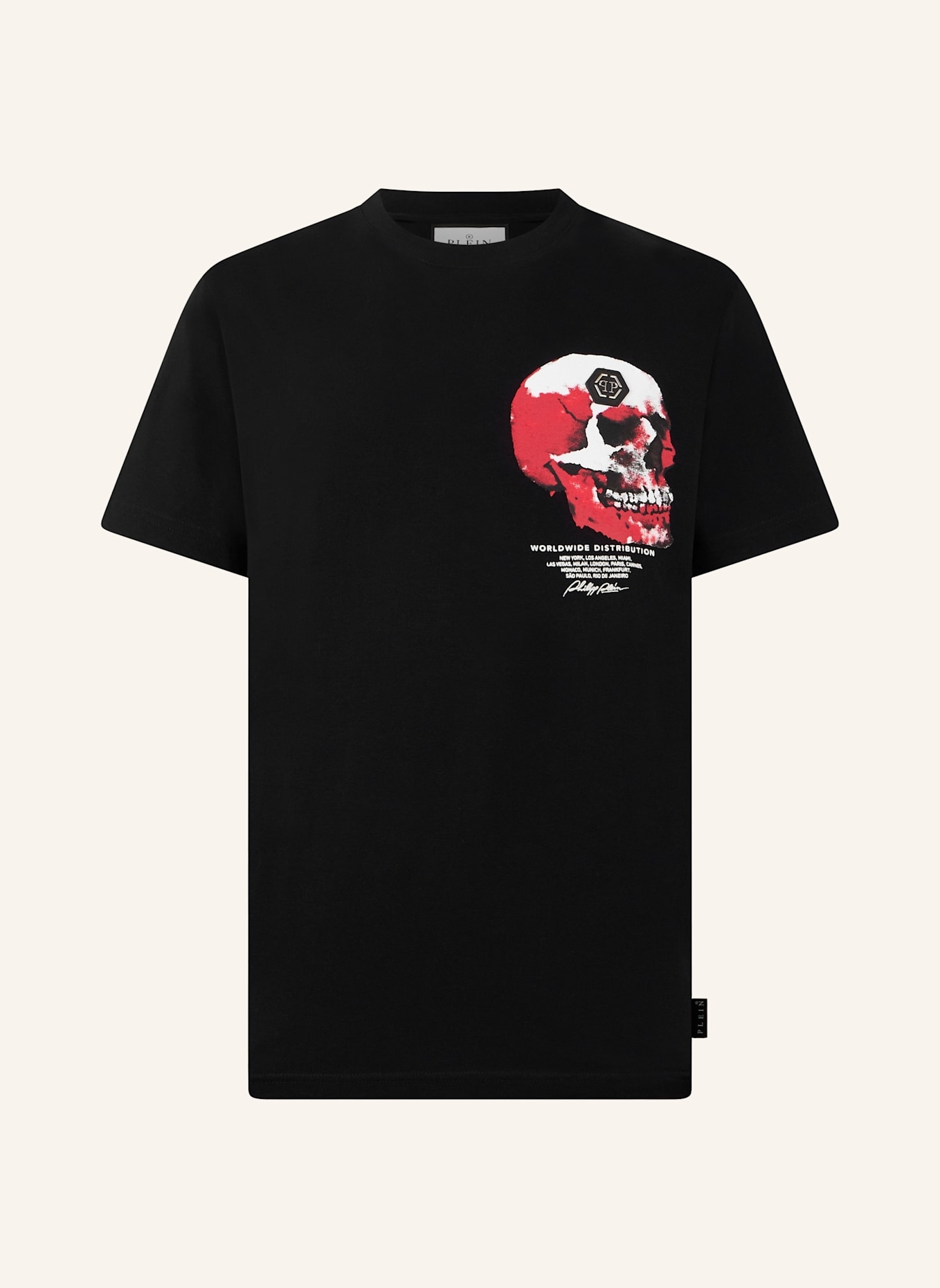 PHILIPP PLEIN PHILIPP PLEIN Roundneck T-Shirt Puffy Red Skull Skull: SCHWARZ