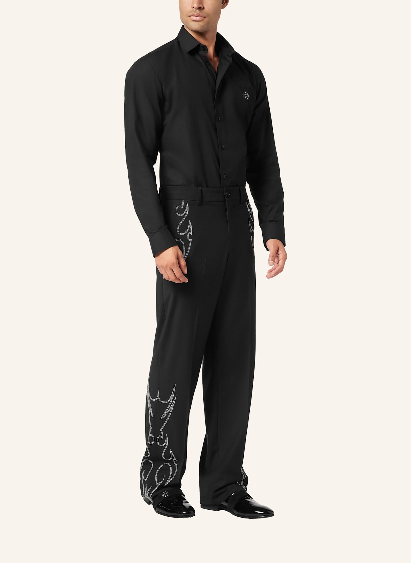 PHILIPP PLEIN Weite Hosenbeine: SCHWARZ