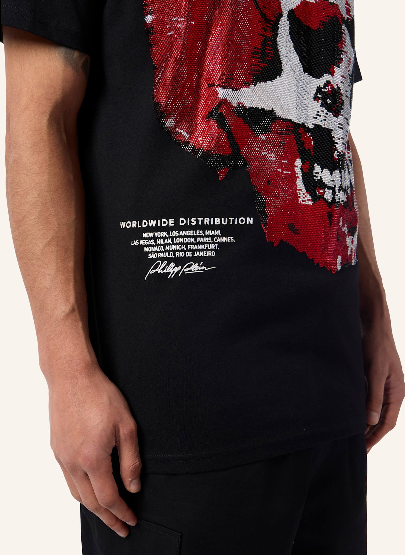 PHILIPP PLEIN PHILIPP PLEIN Round Neck T-Shirt Red Skull Skull: SCHWARZ