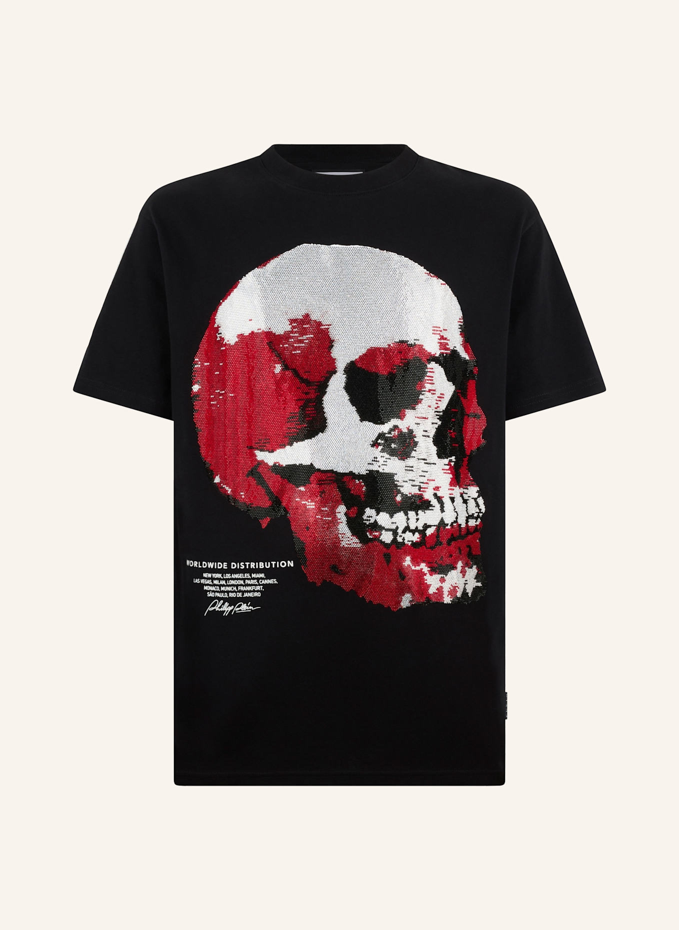 PHILIPP PLEIN PHILIPP PLEIN Round Neck T-Shirt Red Skull Skull: SCHWARZ