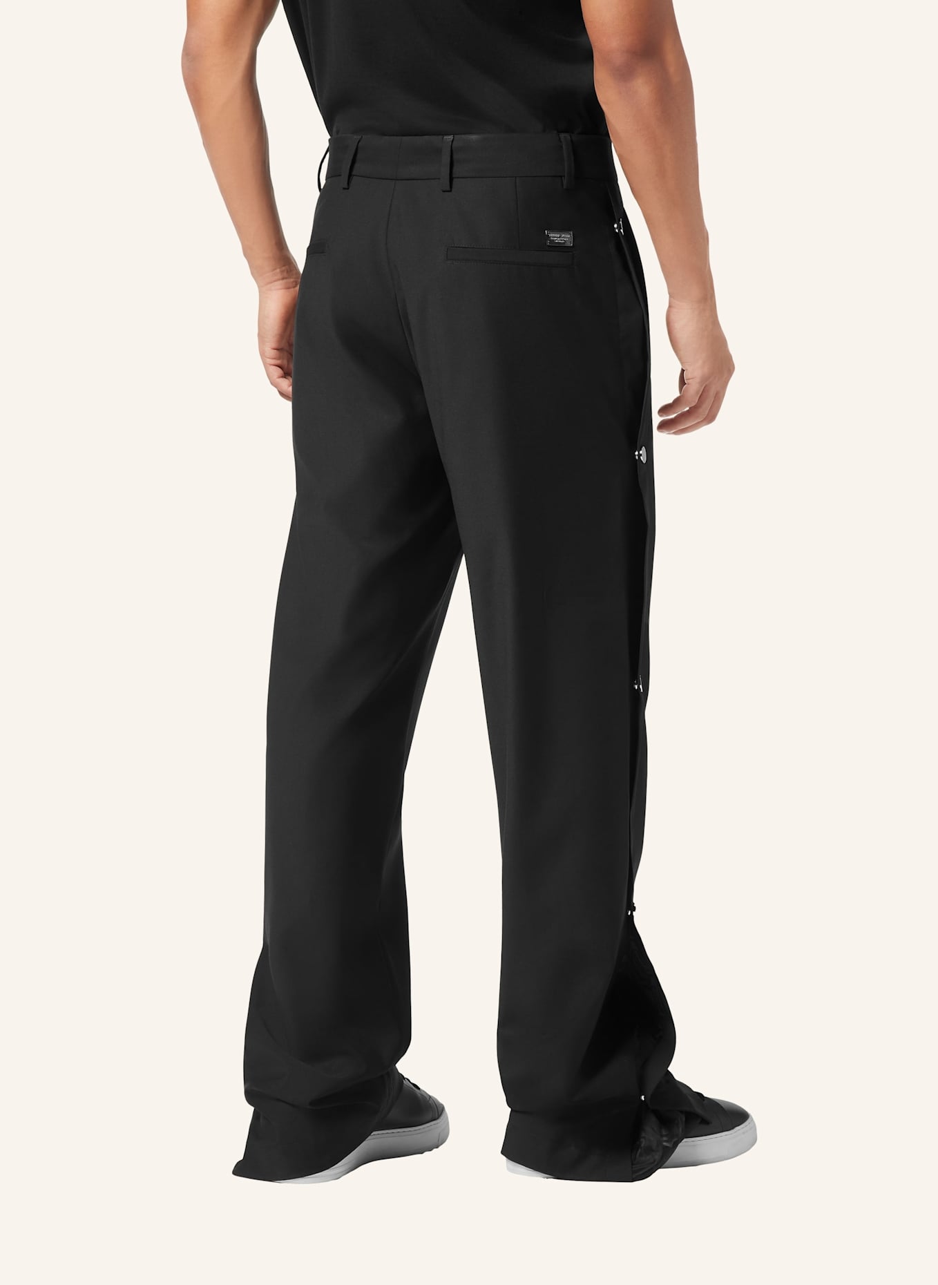 PHILIPP PLEIN Weite Hosenbeine MONOGRAM: SCHWARZ