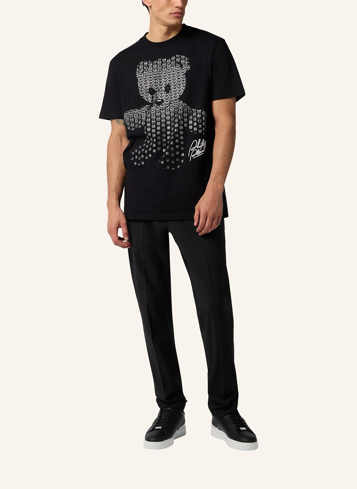 PHILIPP PLEIN PHILIPP PLEIN Round Neck T-Shirt Teddy Strass Teddy Bear: SCHWARZ