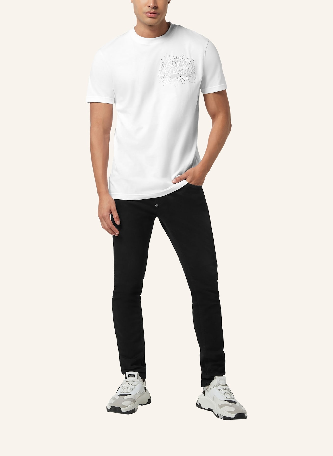 PHILIPP PLEIN T-Shirt Rundhalsausschnitt Ss: WEISS