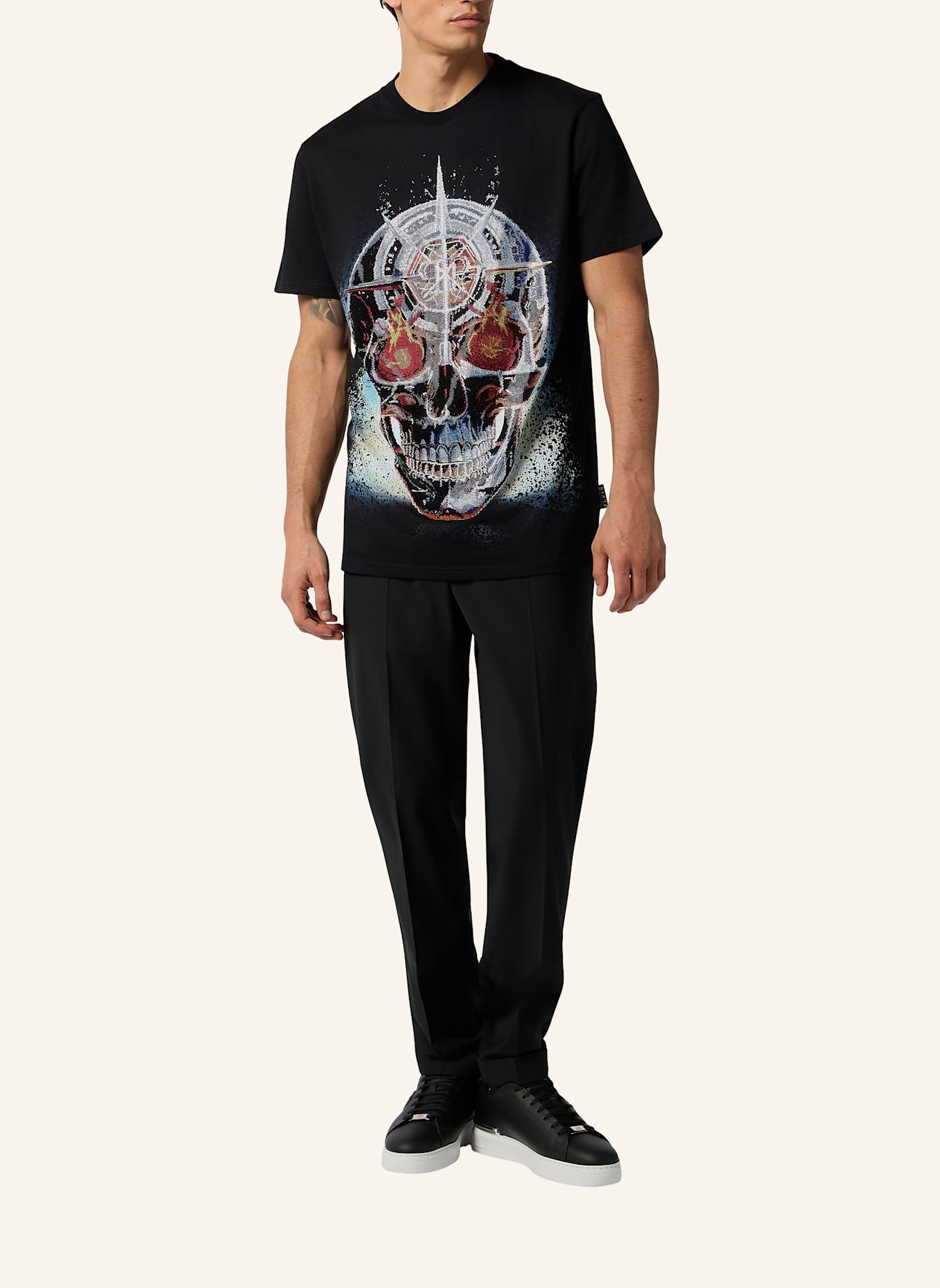 PHILIPP PLEIN PHILIPP PLEIN Round Neck T-Shirt Chrome Skull Stones: SCHWARZ