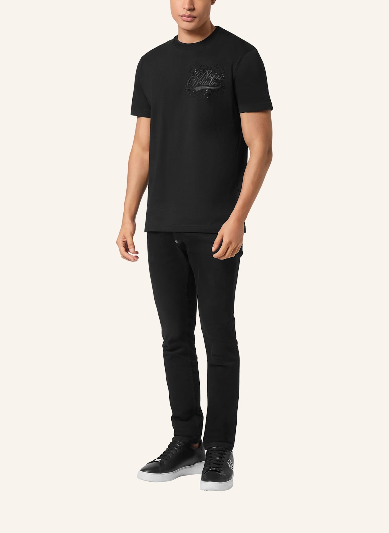 PHILIPP PLEIN T-Shirt Rundhalsausschnitt Ss: SCHWARZ