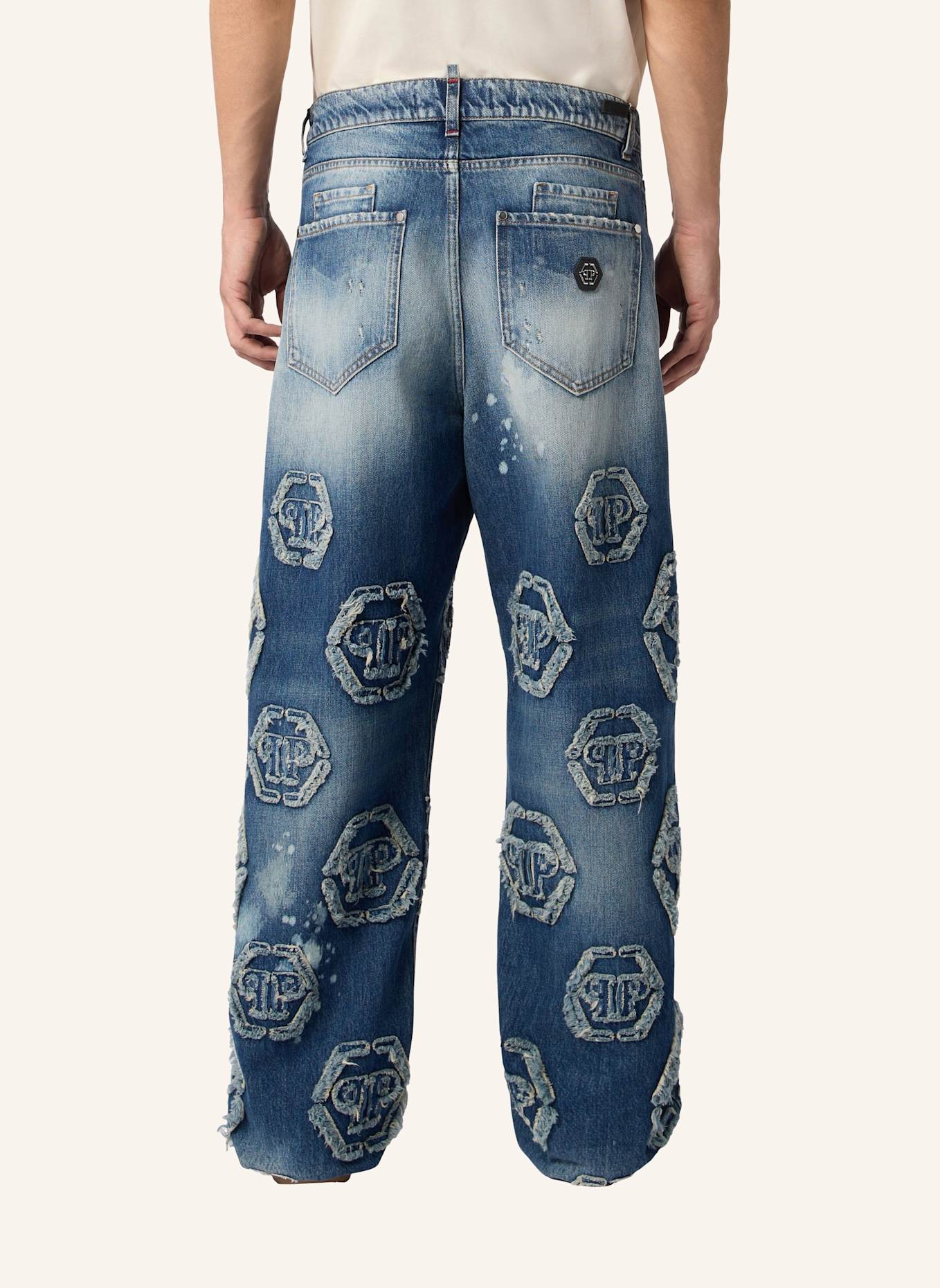 PHILIPP PLEIN PHILIPP PLEIN Beach Boy Jeans Raw Edge Monogram: DUNKELBLAU