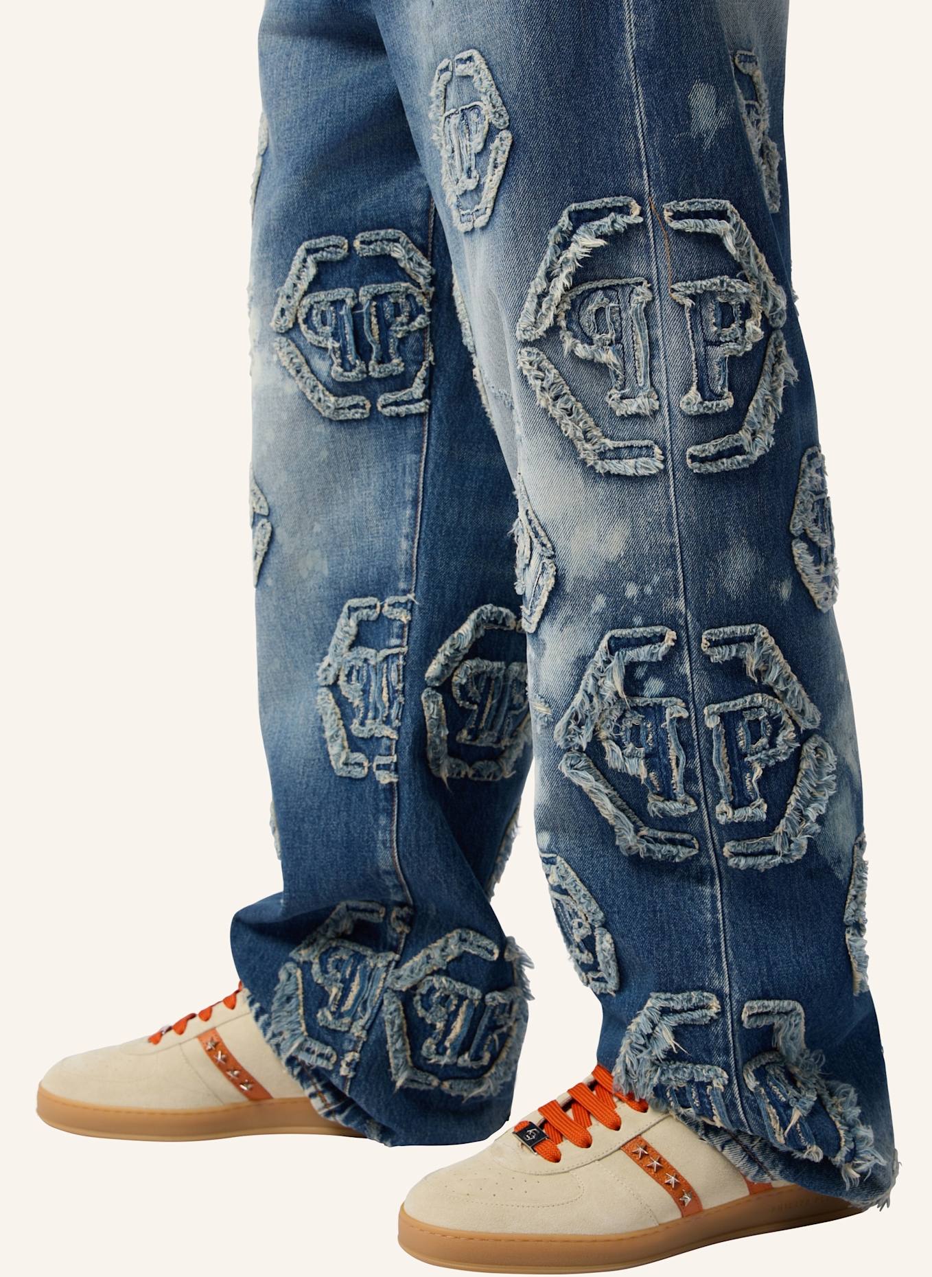 PHILIPP PLEIN PHILIPP PLEIN Beach Boy Jeans Raw Edge Monogram: DUNKELBLAU