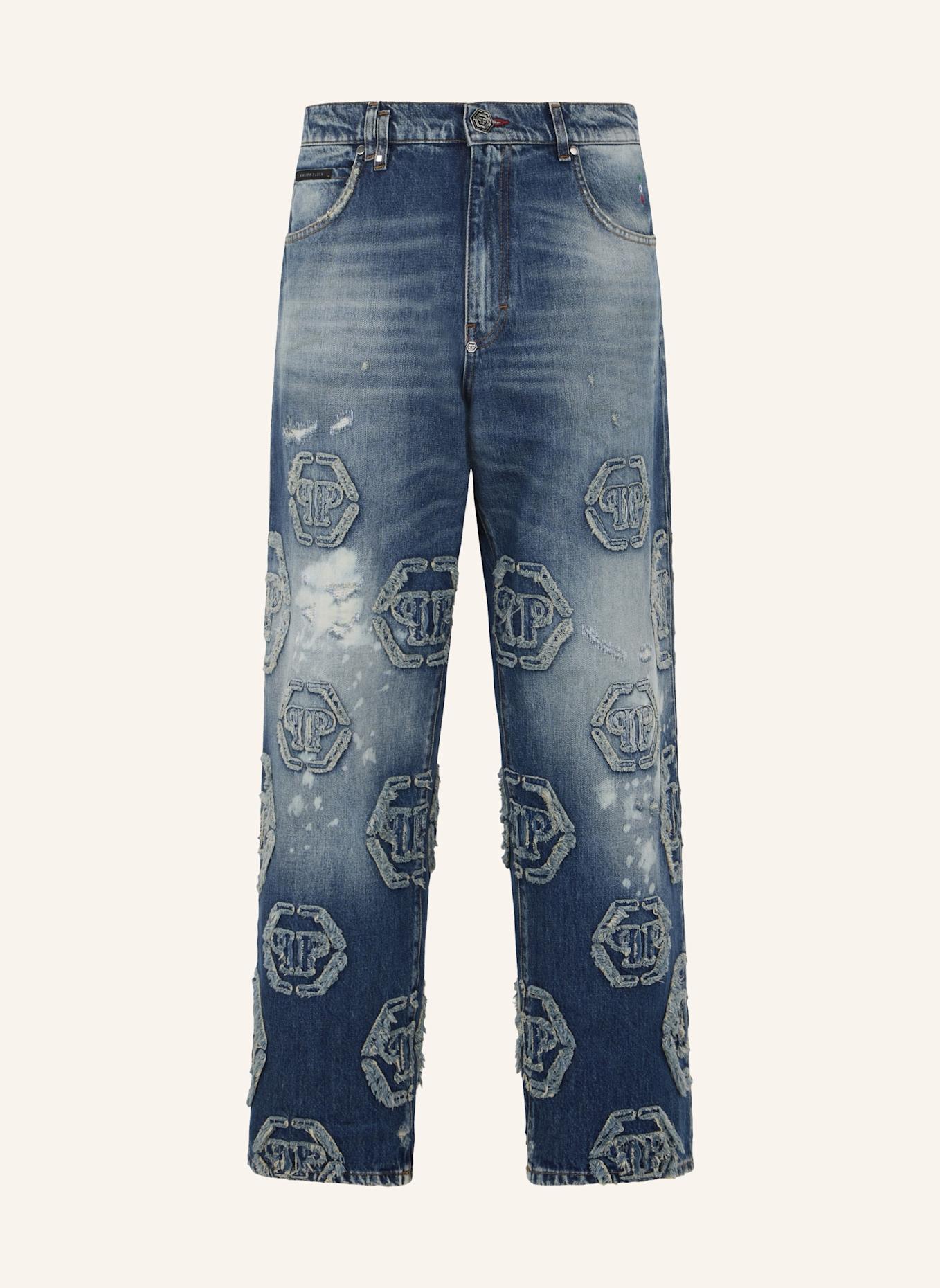 PHILIPP PLEIN PHILIPP PLEIN Beach Boy Jeans Raw Edge Monogram: DUNKELBLAU