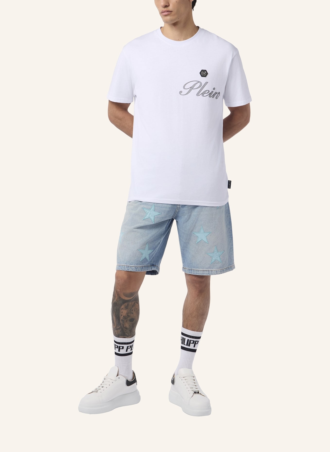 PHILIPP PLEIN PHILIPP PLEIN Round Neck T-Shirt Signature: WEISS