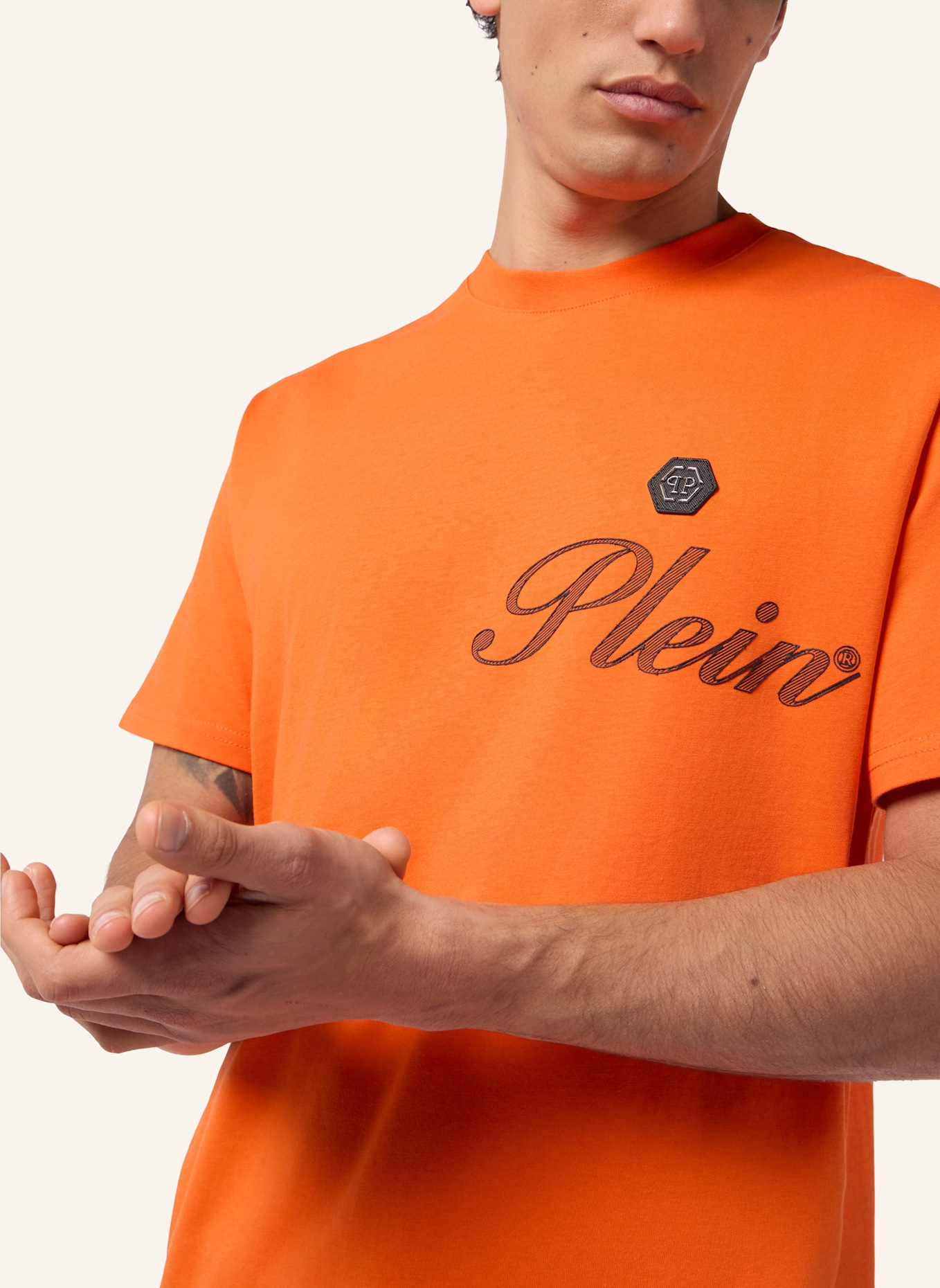 PHILIPP PLEIN PHILIPP PLEIN Round Neck T-Shirt Signature: ORANGE