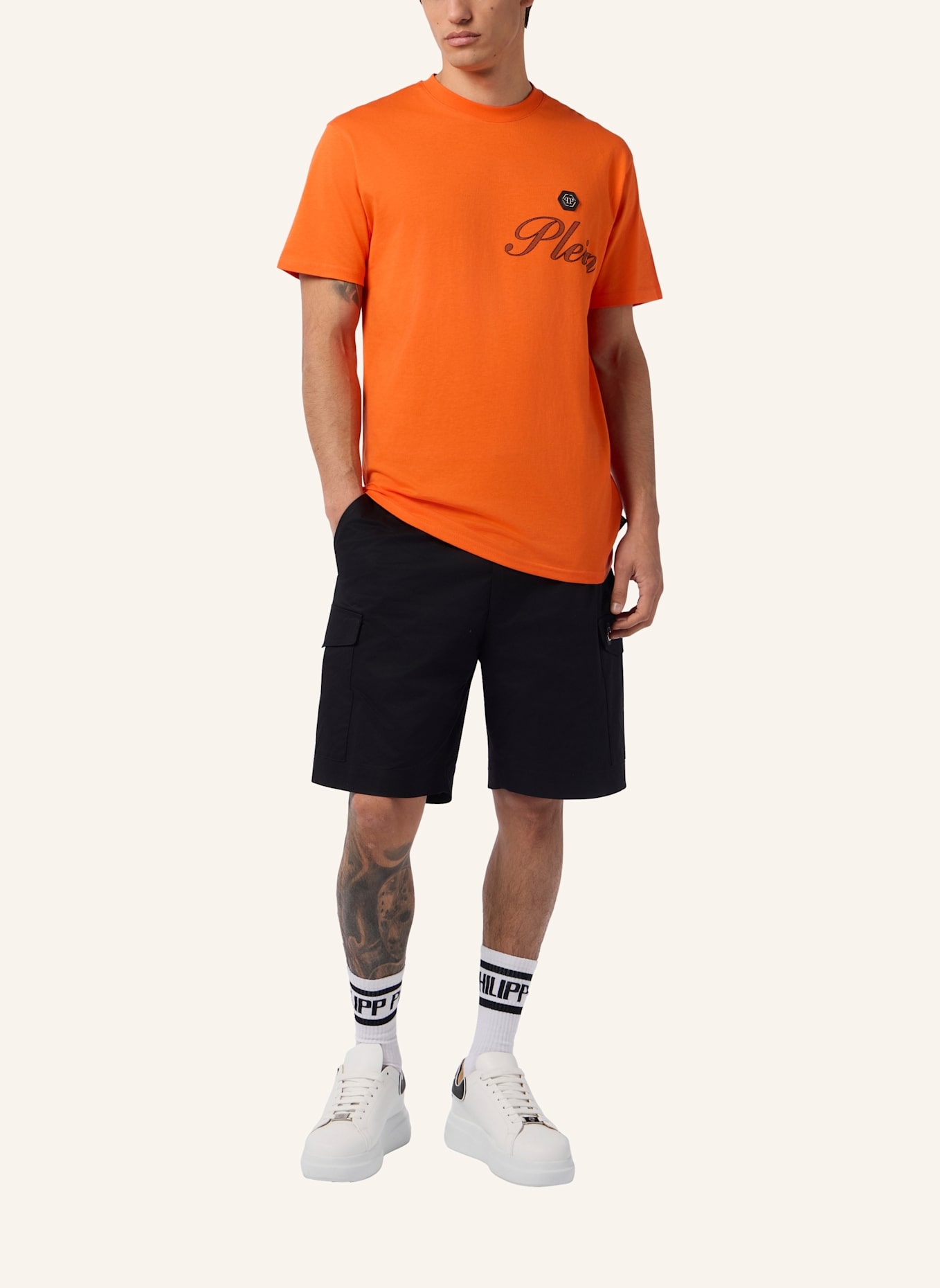 PHILIPP PLEIN PHILIPP PLEIN Round Neck T-Shirt Signature: ORANGE