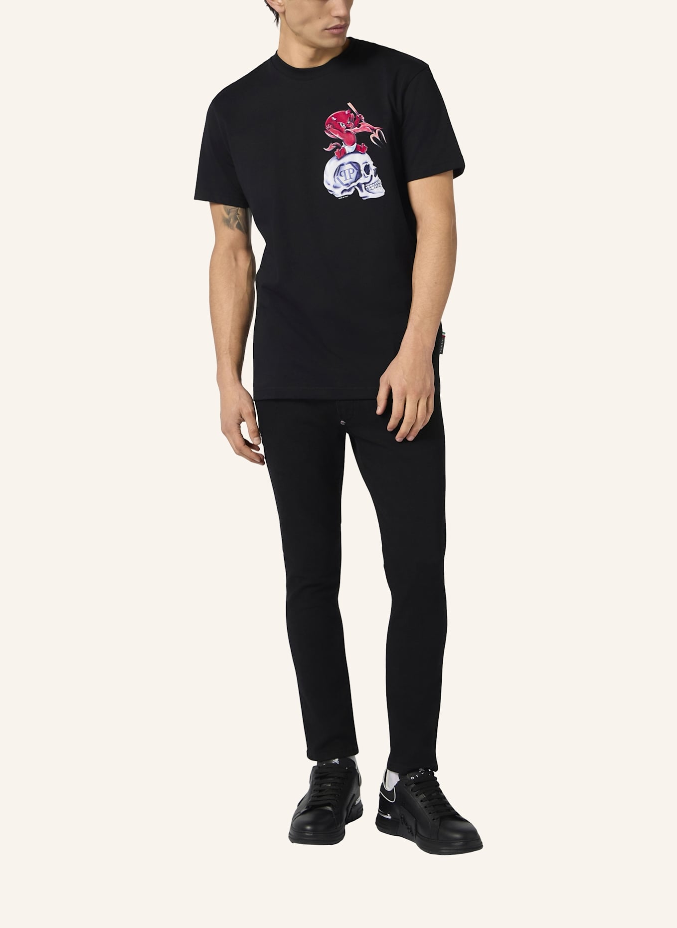 PHILIPP PLEIN PHILIPP PLEIN Round Neck T-Shirt Baby Devil Small: SCHWARZ
