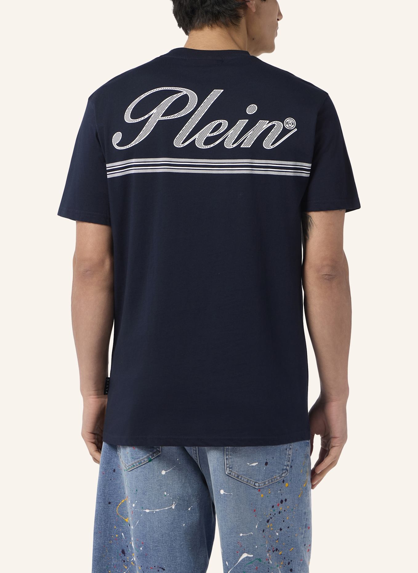 PHILIPP PLEIN PHILIPP PLEIN Round Neck T-Shirt Signature: DUNKELBLAU