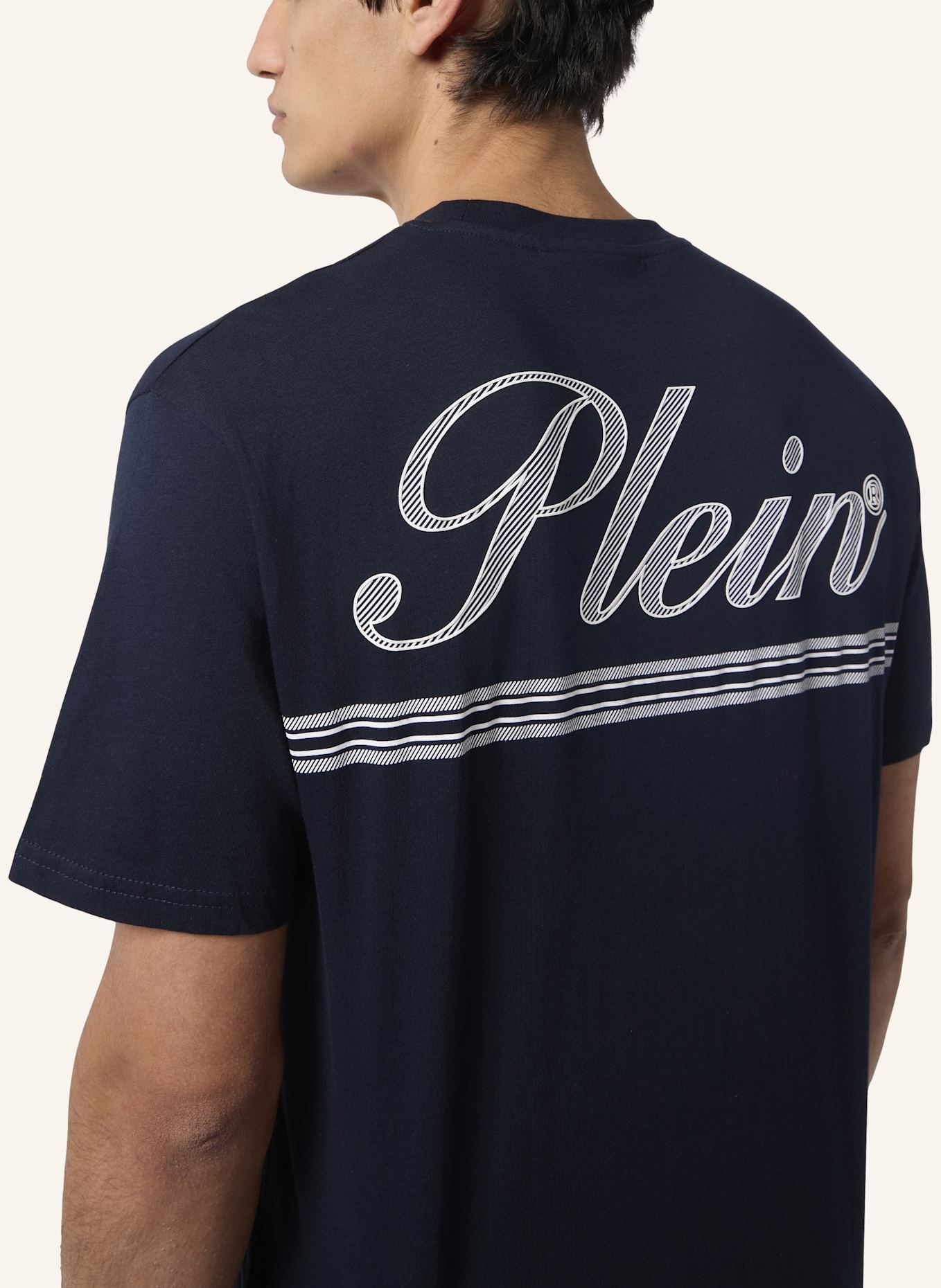 PHILIPP PLEIN PHILIPP PLEIN Round Neck T-Shirt Signature: DUNKELBLAU