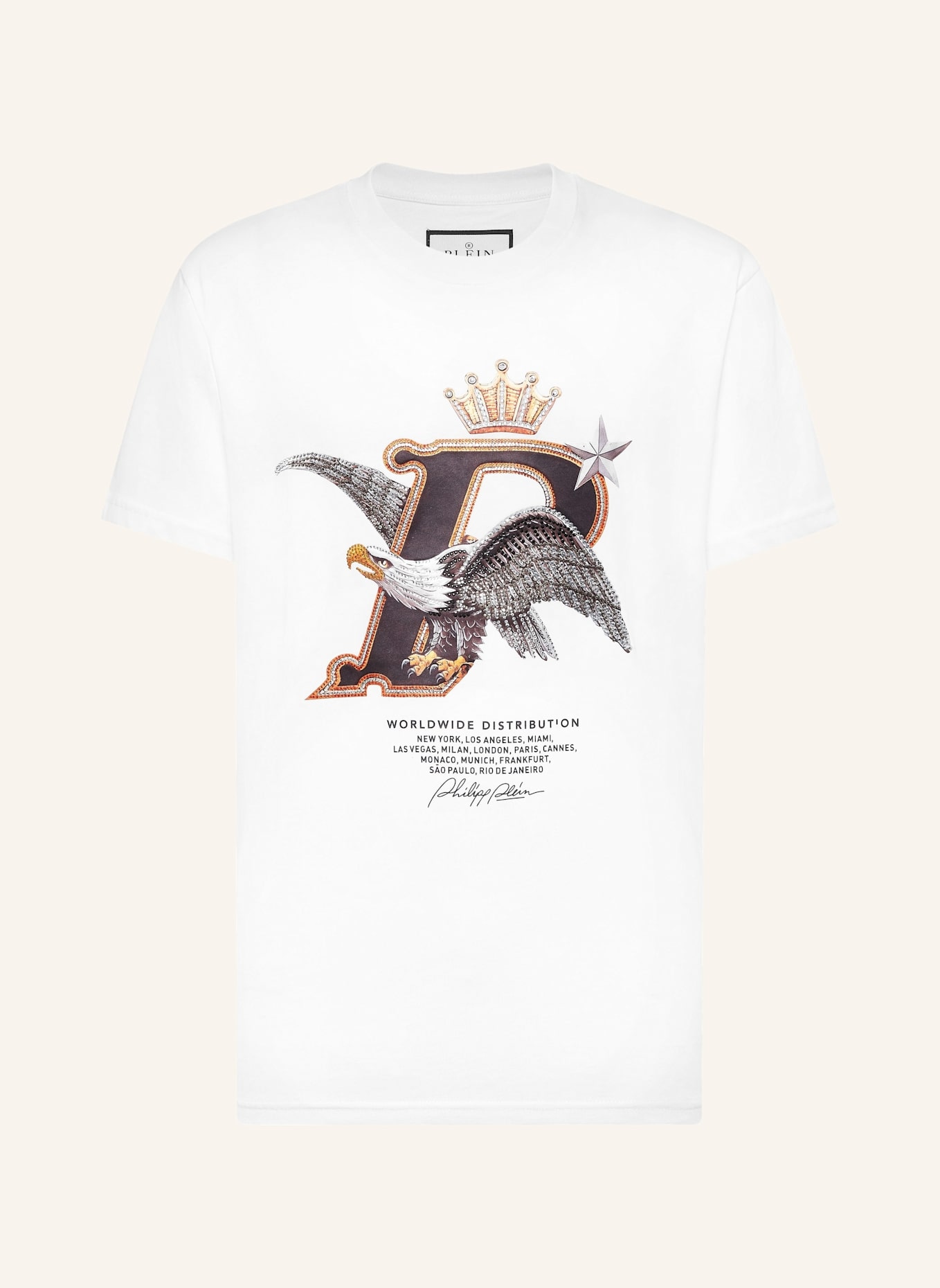 PHILIPP PLEIN T-Shirt Rundhalsausschnitt Ss EAGLE: WEISS